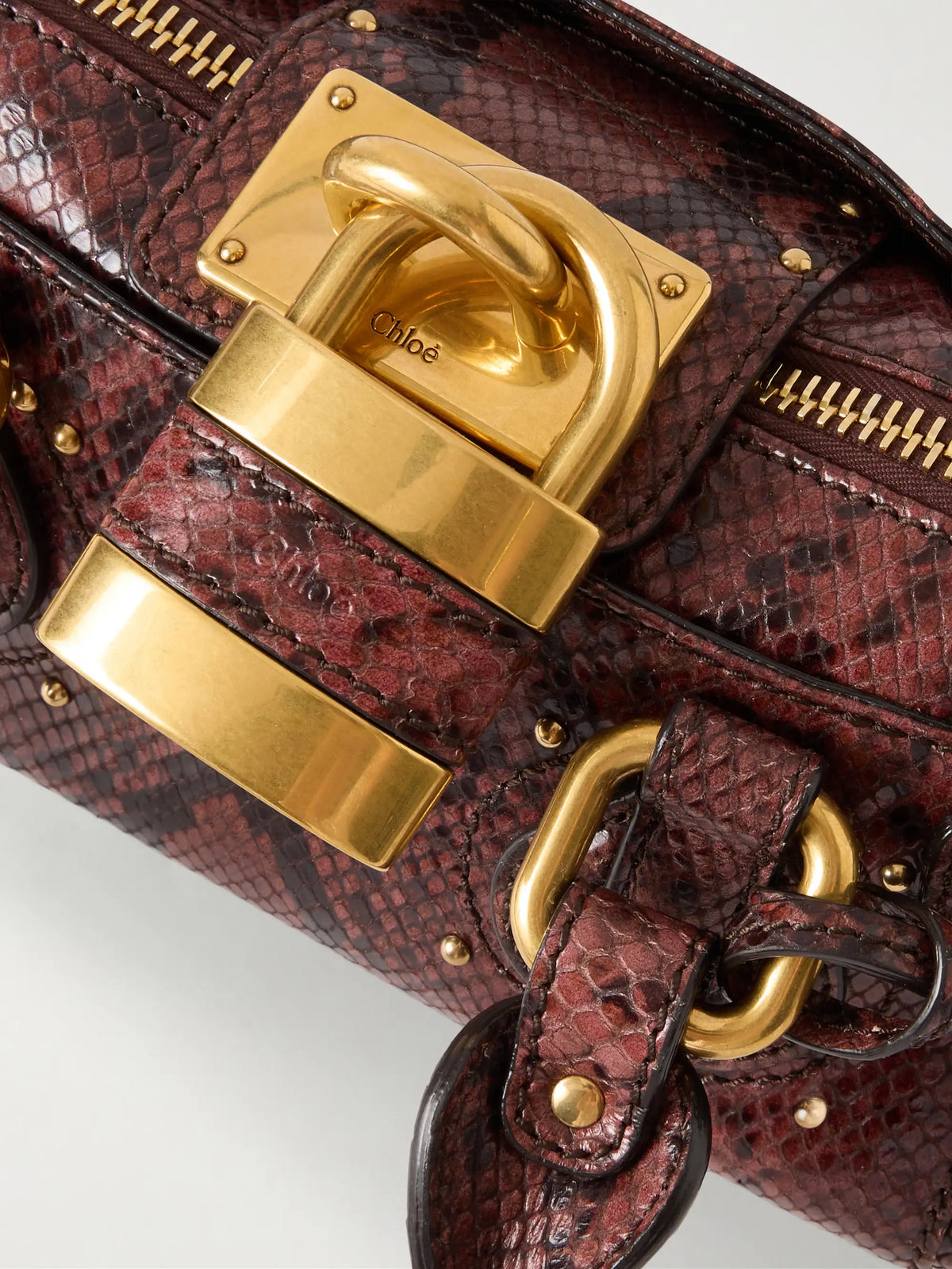 Paddington Python-effect Locket-detail Shoulder Bag