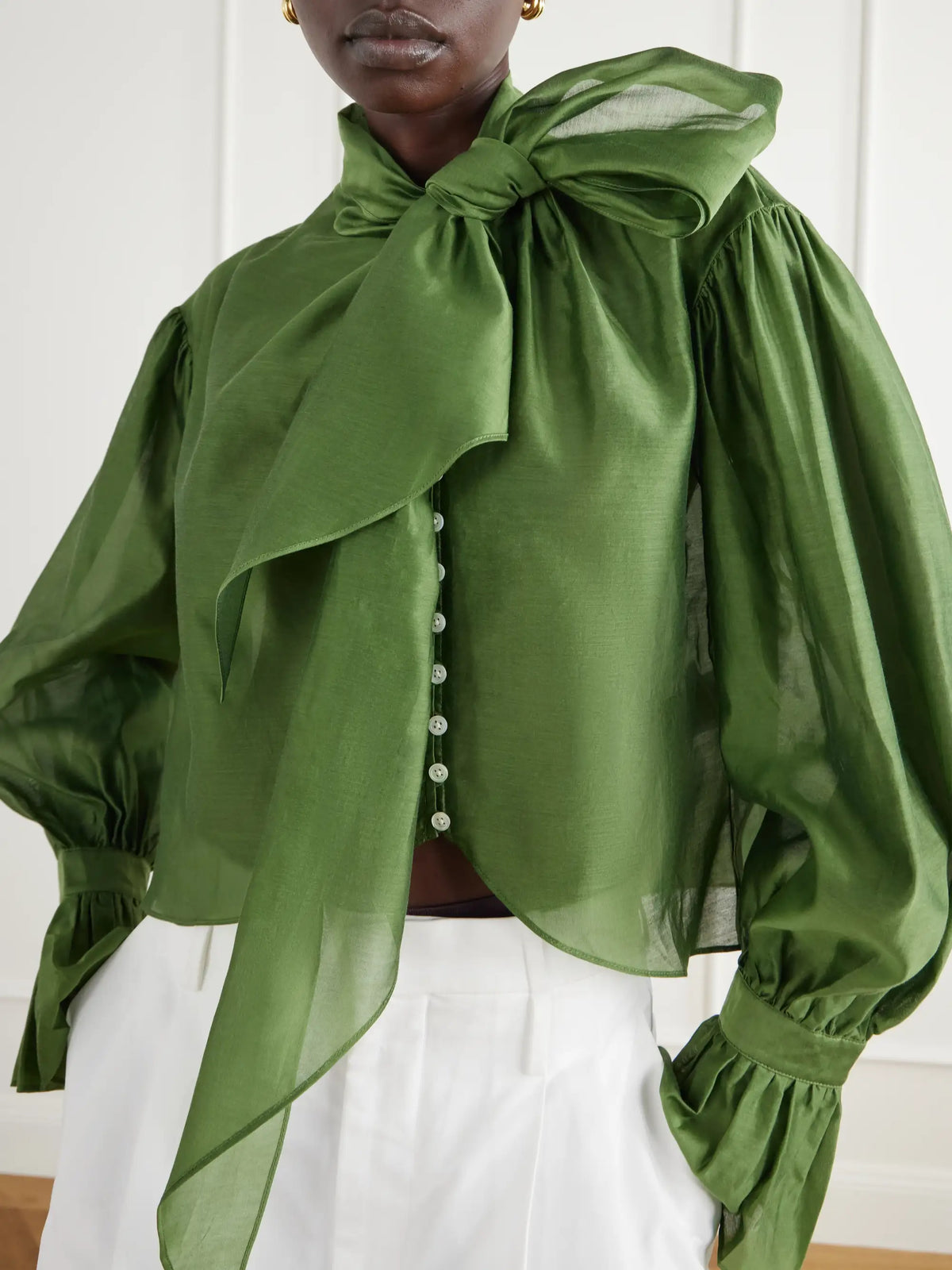Polo Ralph Lauren Bow-detailed Asymmetric Cotton And Silk-blend Organdy Blouse
