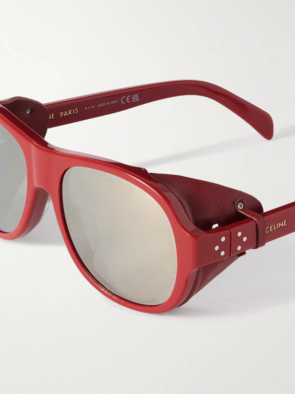 Aviator-style Acetate And Leather Sunglasses