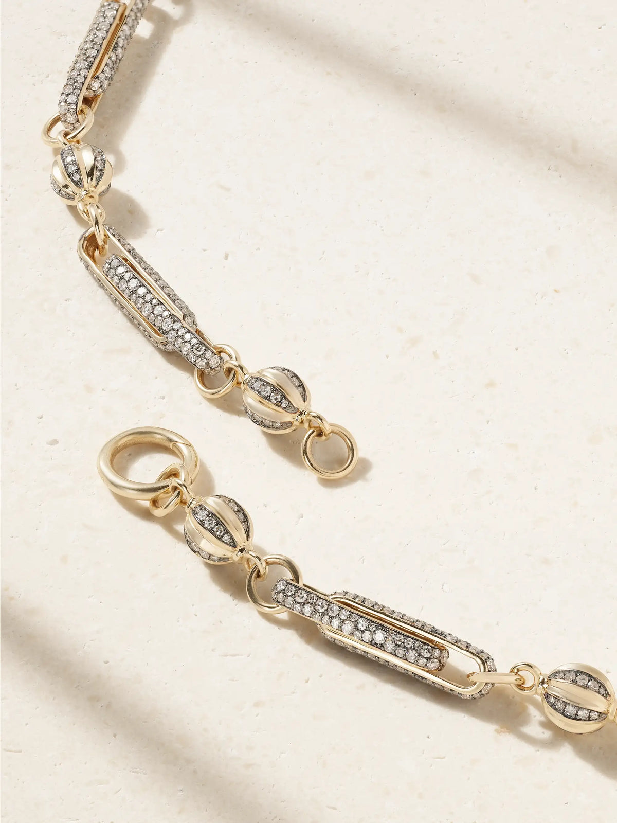 Double Diamond Stirrup Rhodium-plated 14-karat Gold Diamond Necklace