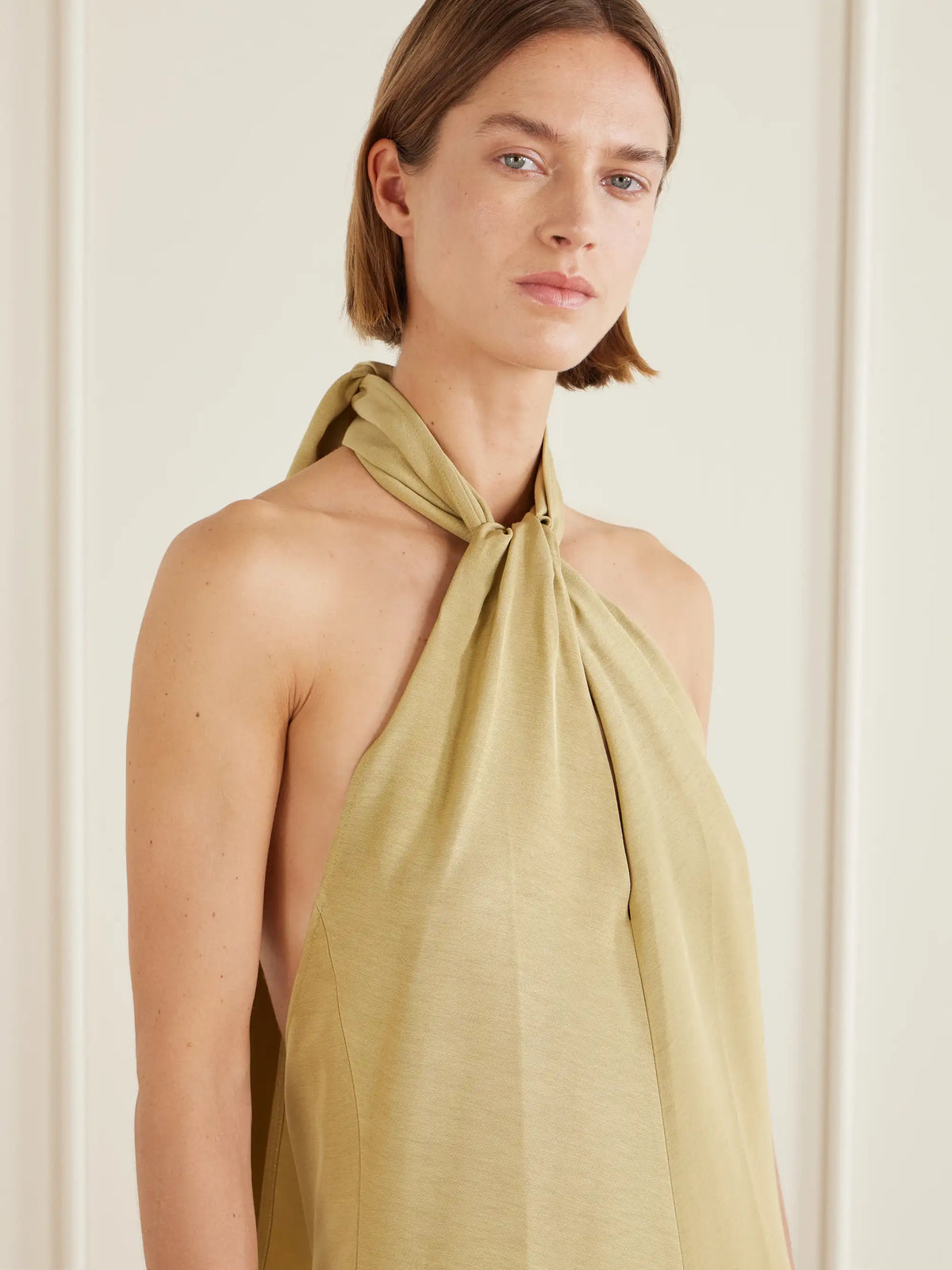 TOTEME Scarf-detailed Woven Halterneck Midi Dress