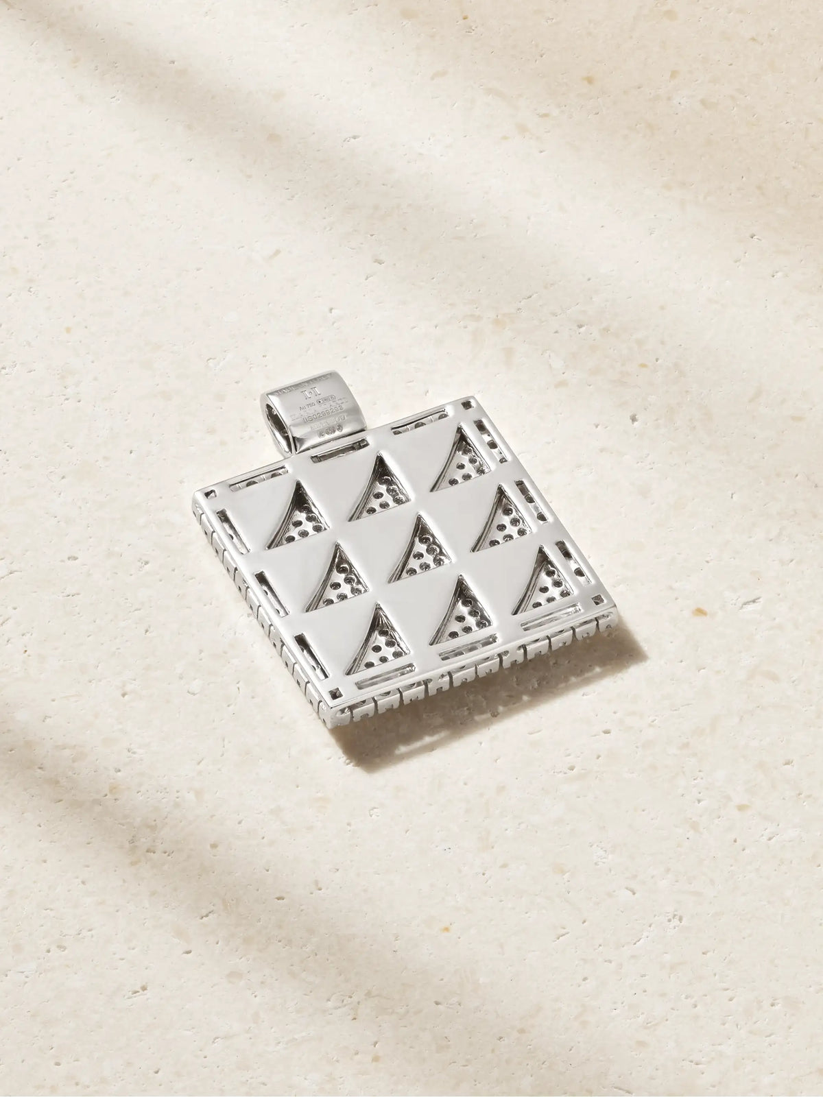 Square 18-karat White Gold, Carnelian And Diamond Pendant