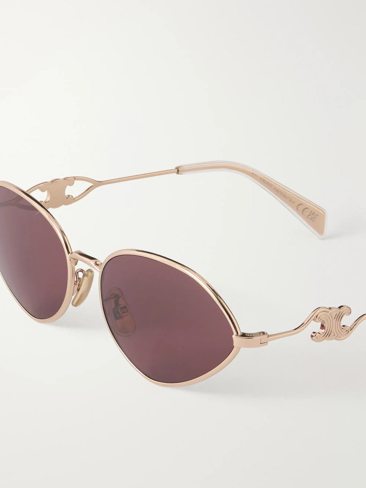 CELINE Eyewear Wire 01 Oval-frame Gold-tone Metal Sunglasses