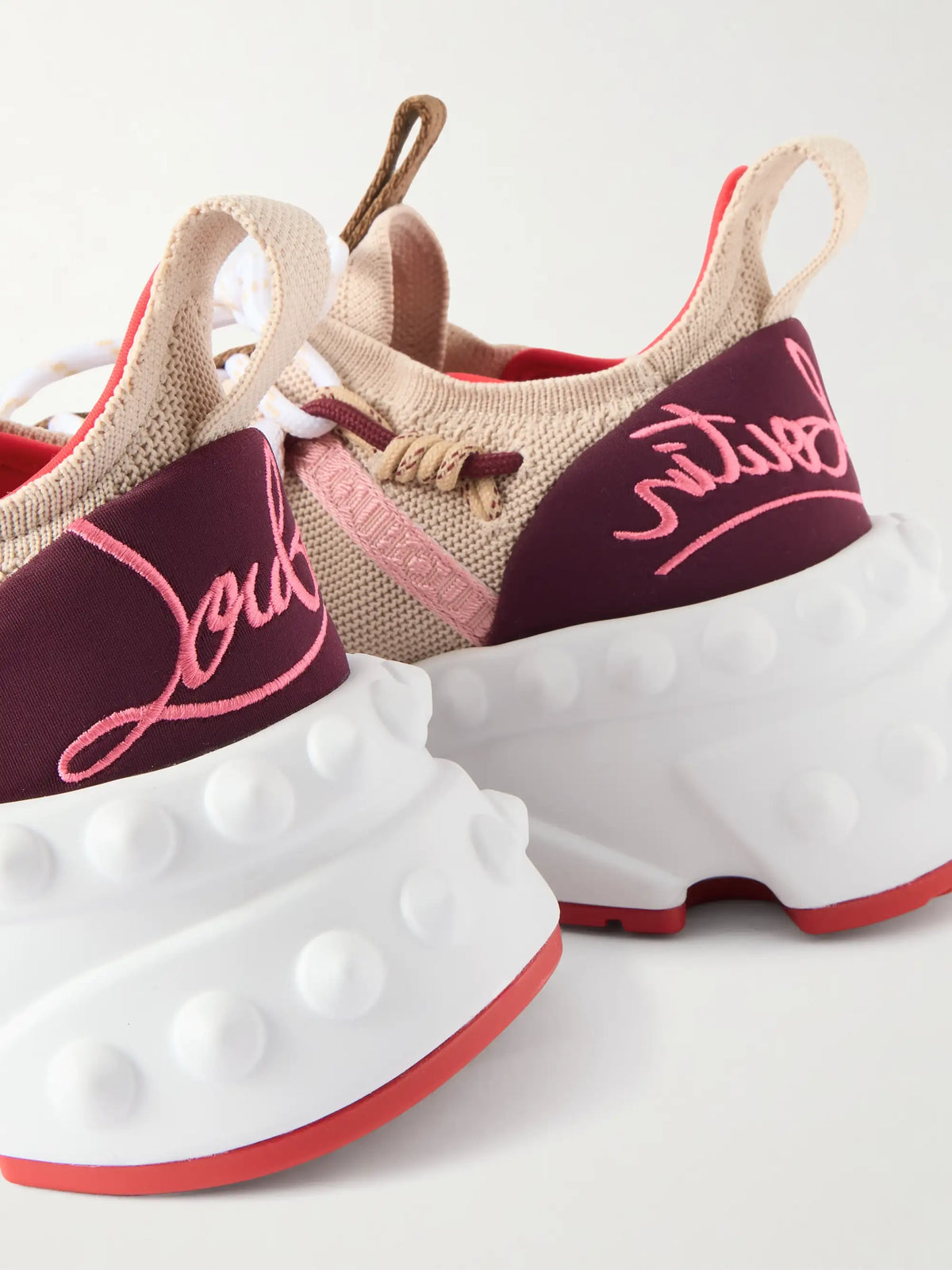 Trailnrun Studded Embroidered Velour And Suede-trimmed Stretch-knit Sneakers