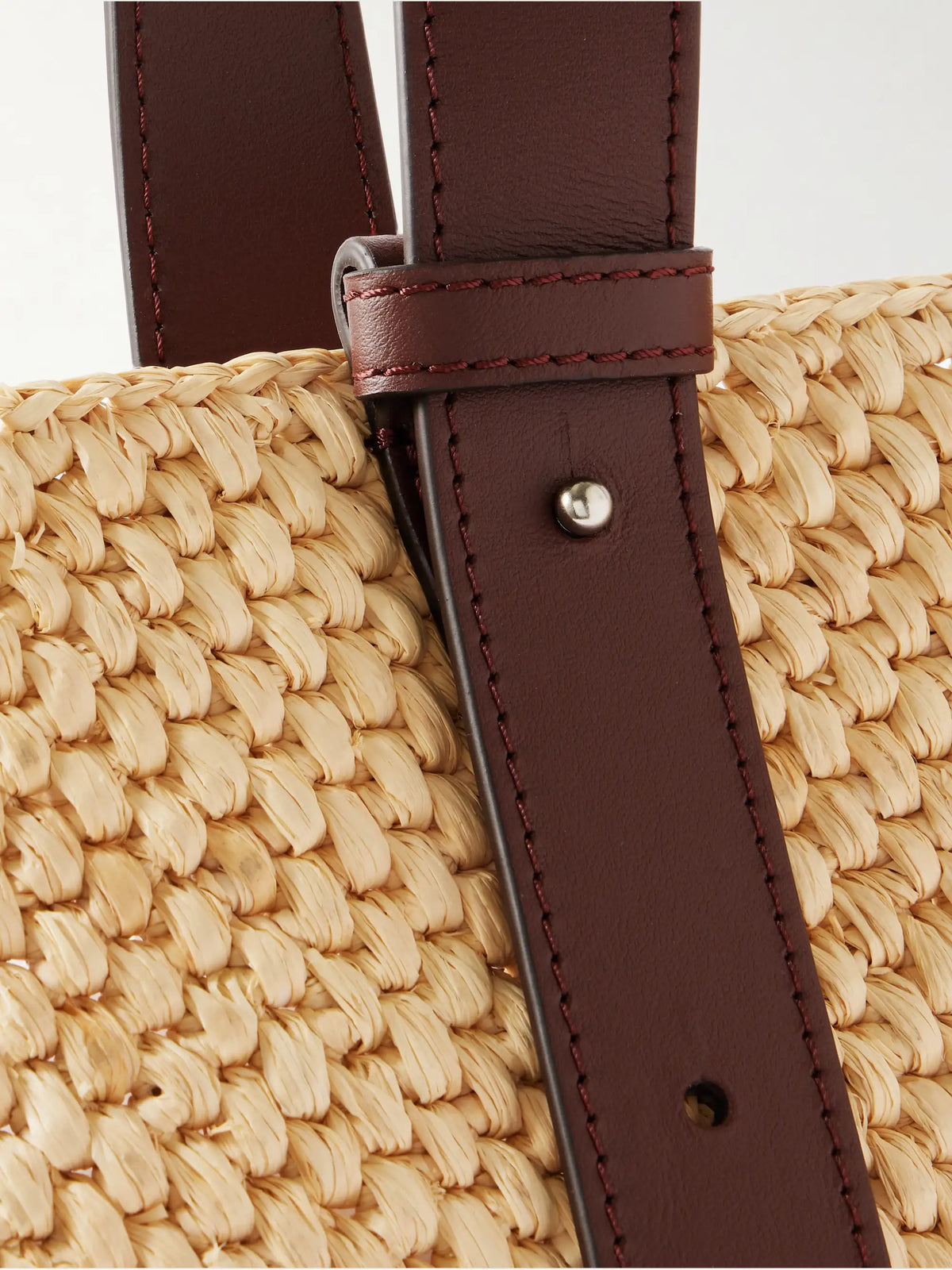 Bianca Large Leather-trimmed Raffia Tote