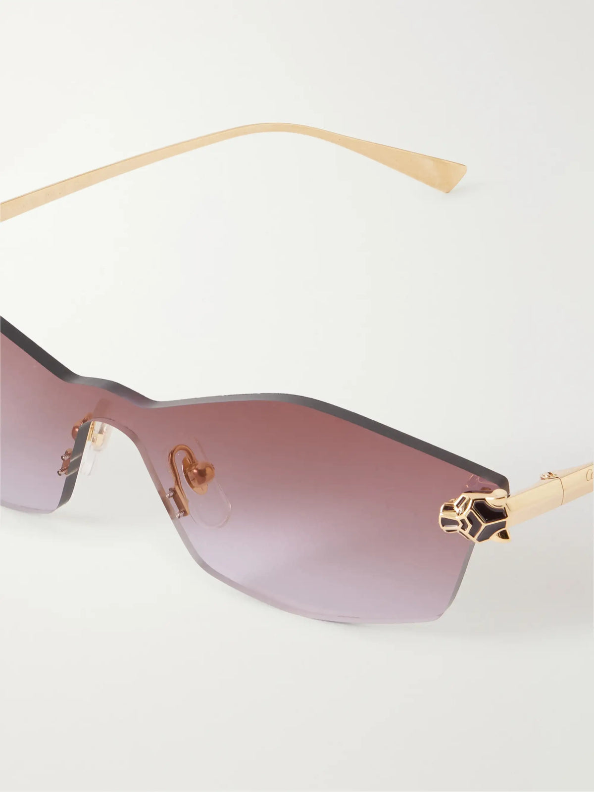 Eyewear Panthère De Cartier Rimless Gold-tone Metal Sunglasses