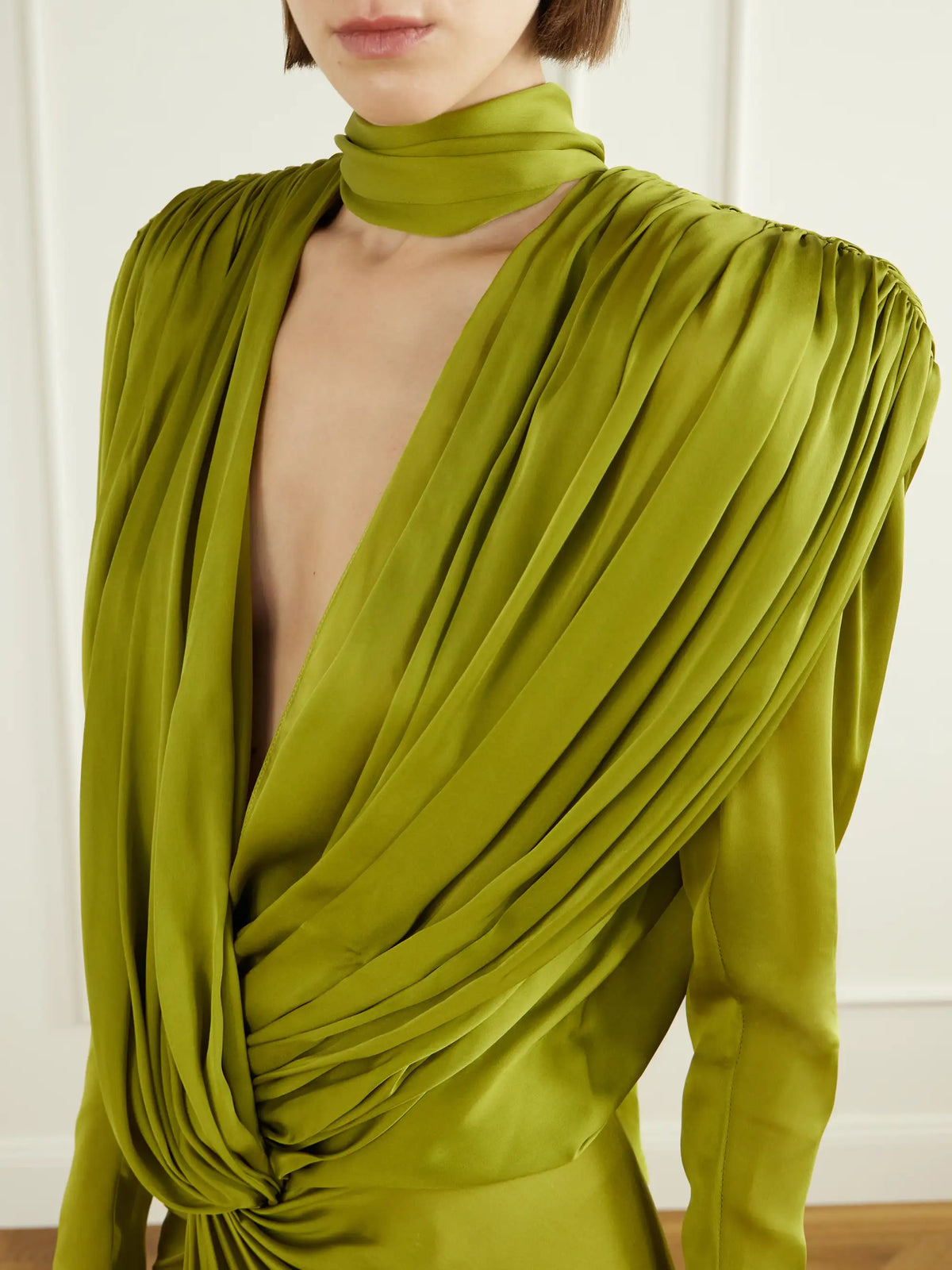 Balmain Draped Silk-charmeuse Maxi Dress