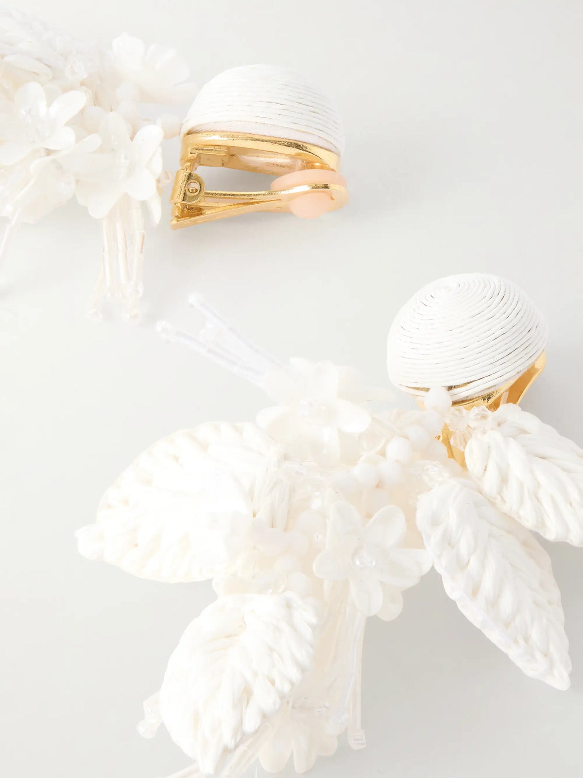 Bouquet Bead-embellished Raffia-like Clip Earrings
