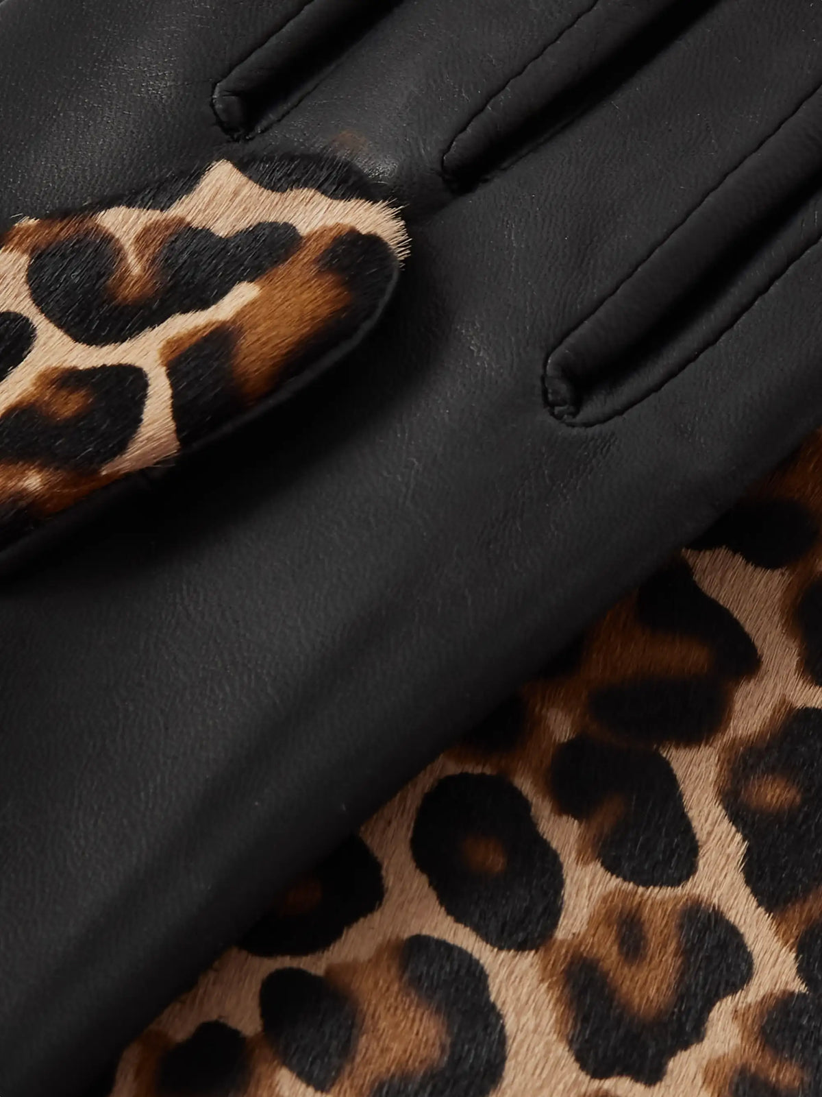 Susan Leather And Leopard-print Calf Hair Gloves