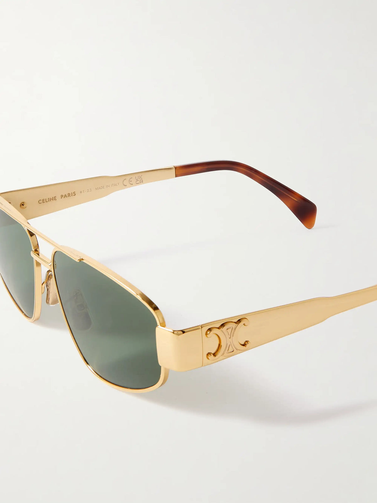 Triomphe Aviator-style Gold-tone And Acetate Sunglasses