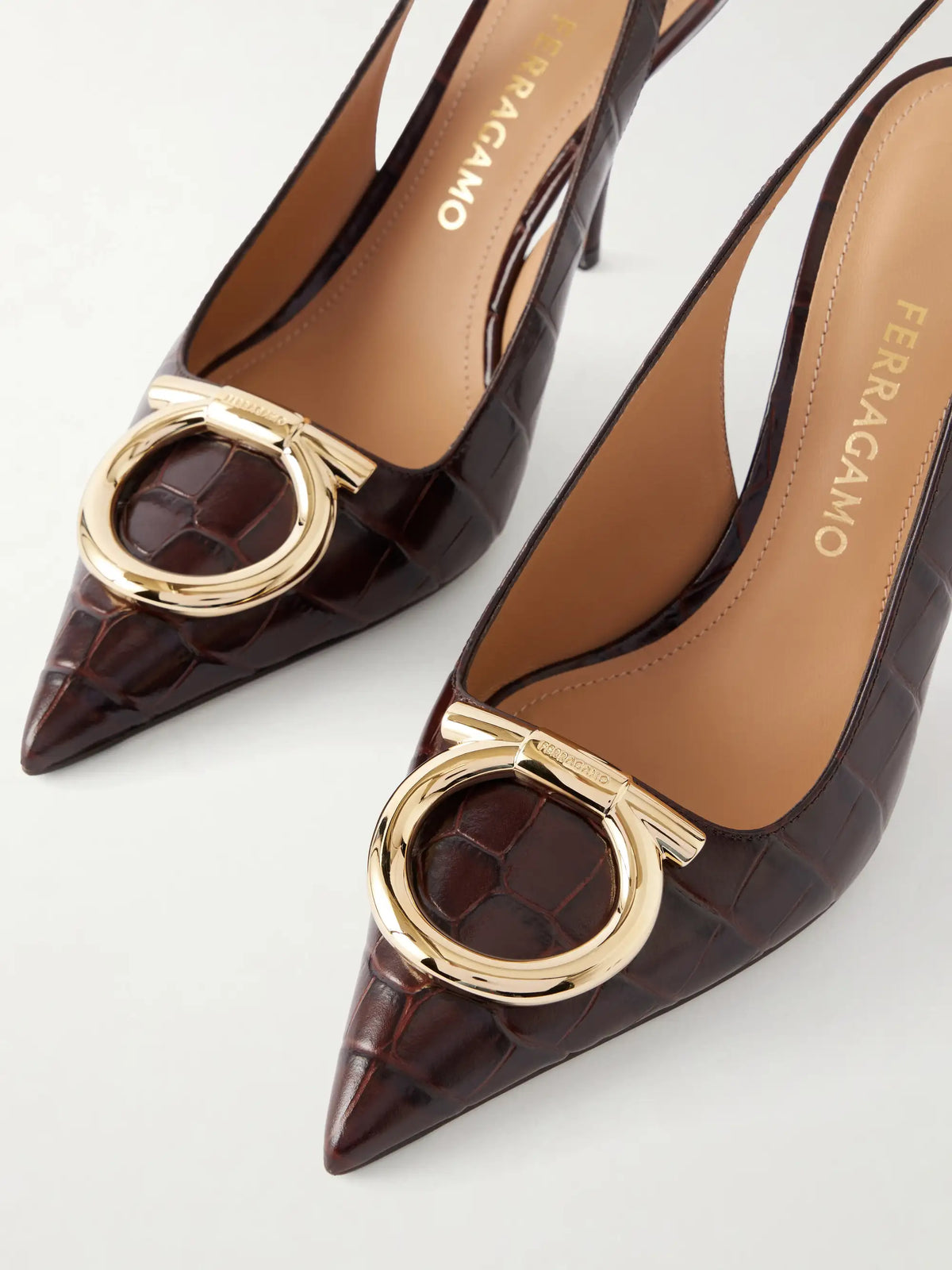 Sara 95 Croc-effect Leather Pumps
