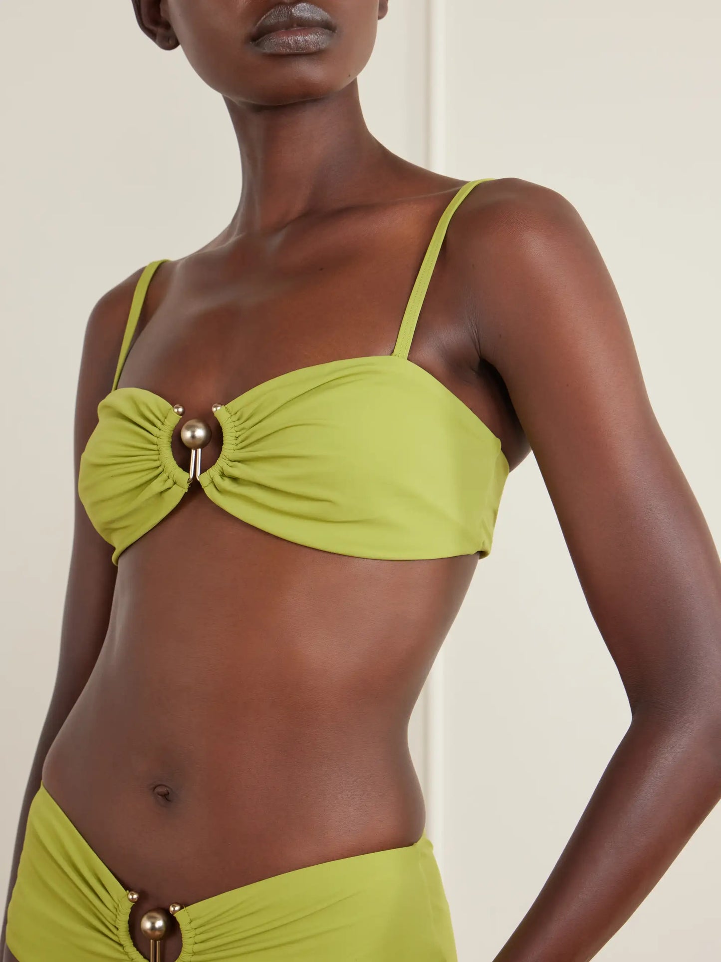 Ruched Orbit Embellished Bikini Bottoms