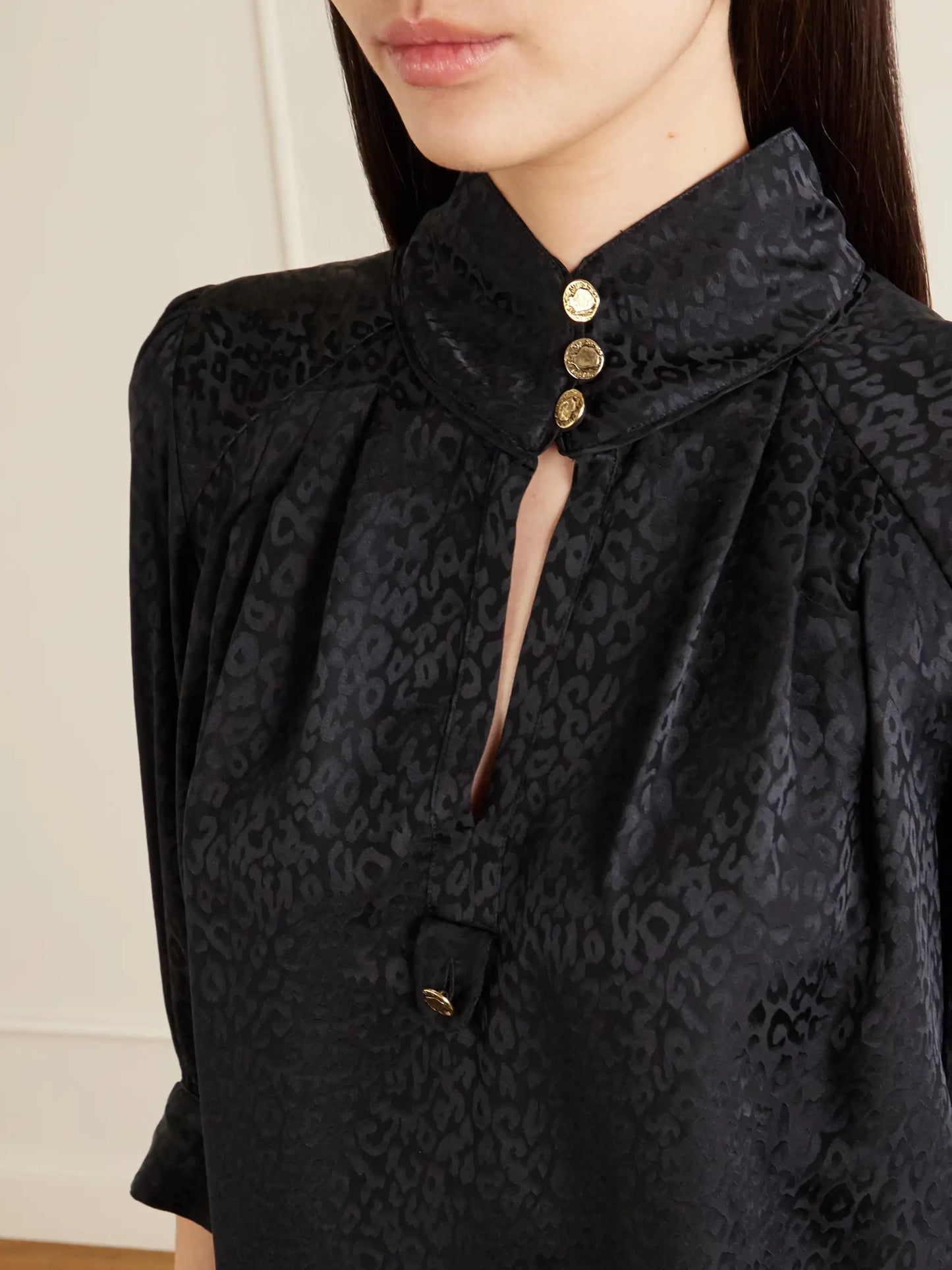 Papisoleil Silk-satin Jacquard Blouse