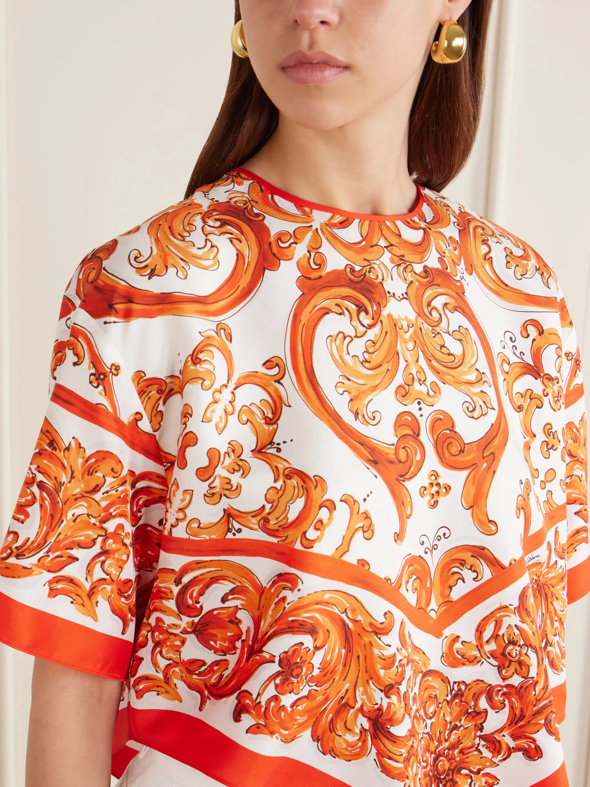 Dolce & Gabbana Printed Silk-twill Blouse