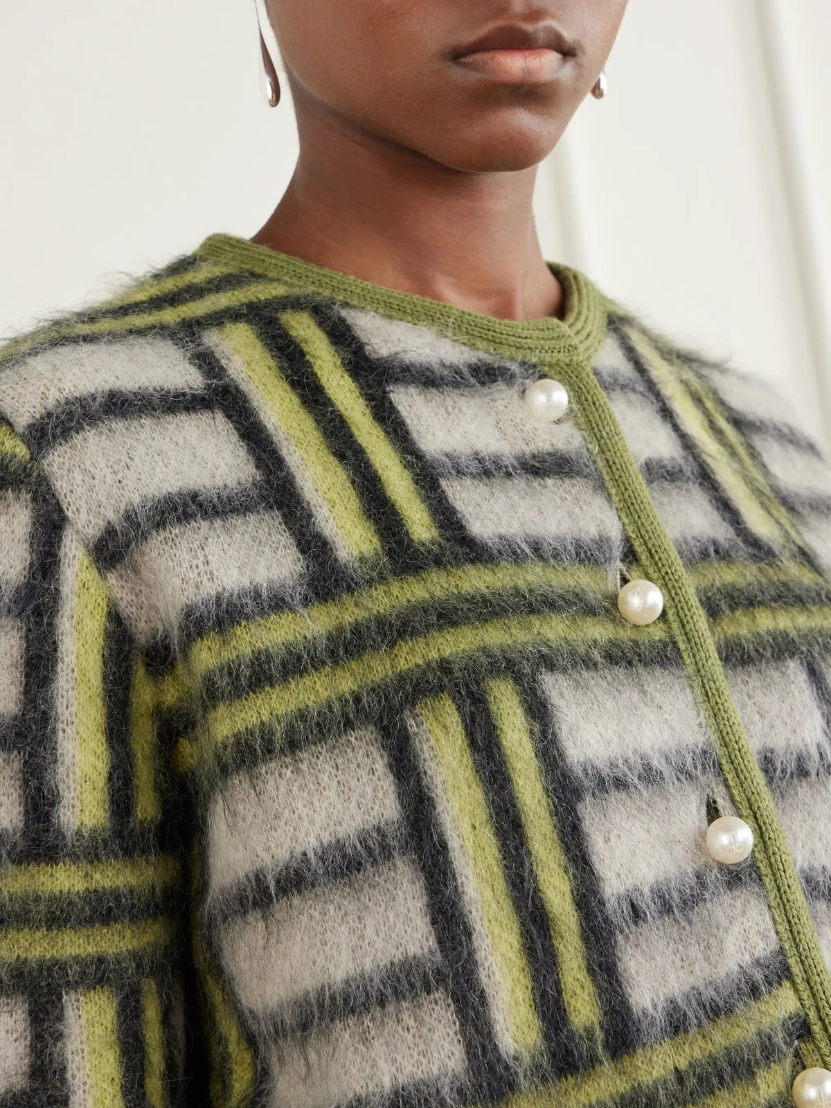 La DoubleJ Check Wool-blend Cardigan