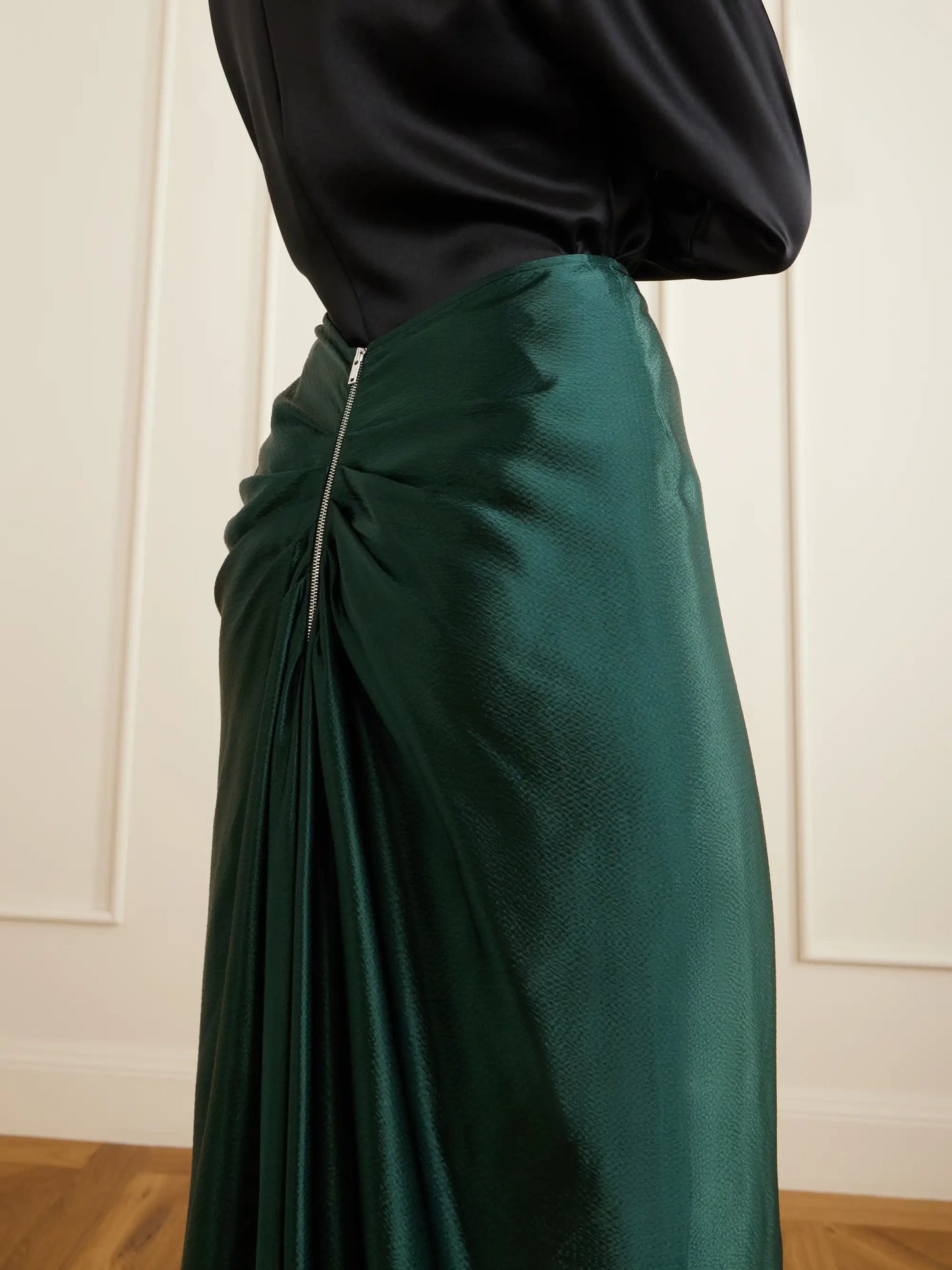 Jovie Crepe-satin Midi Skirt