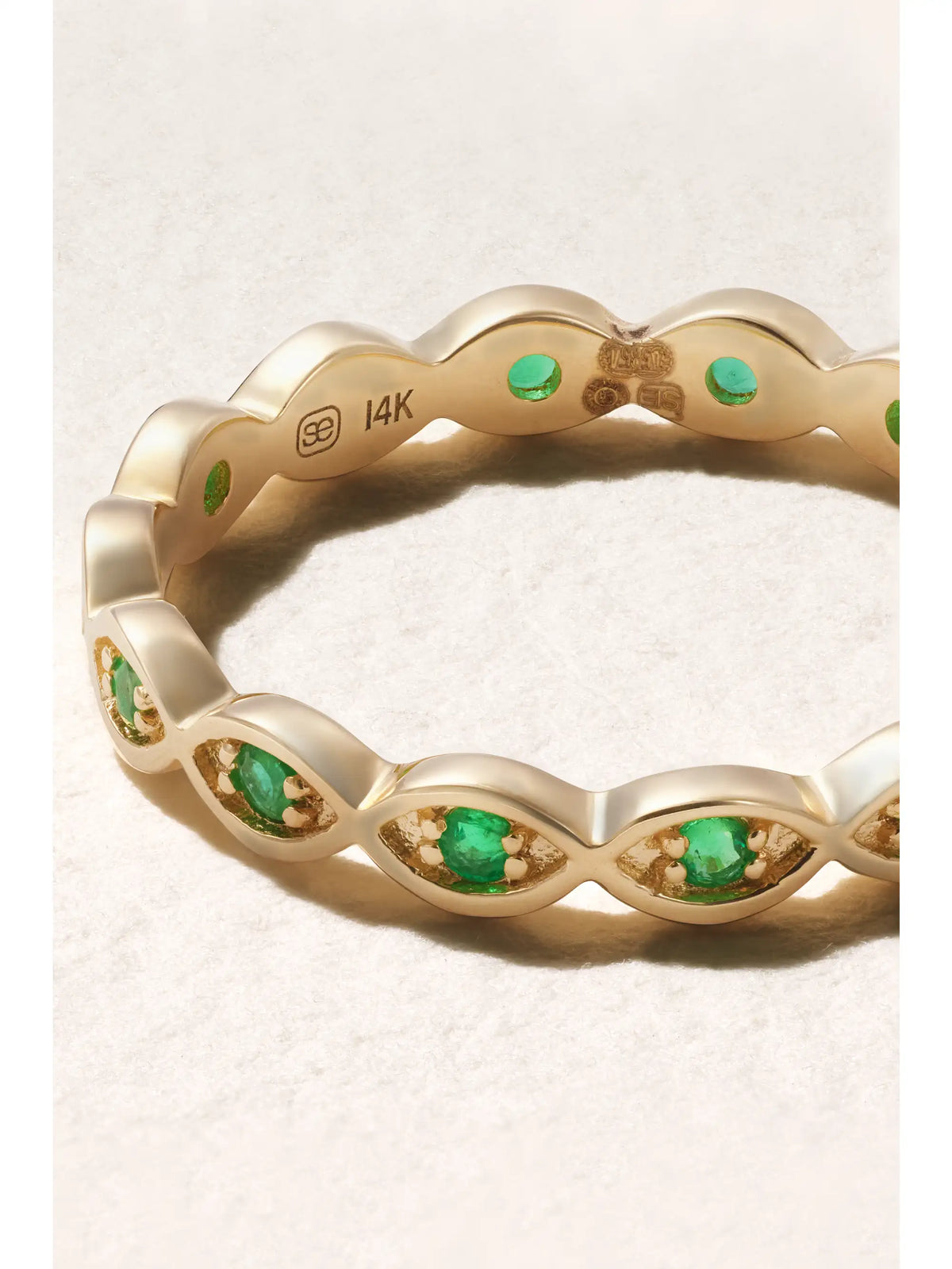 Marquis Eternity 14-karat Gold Emerald Ring