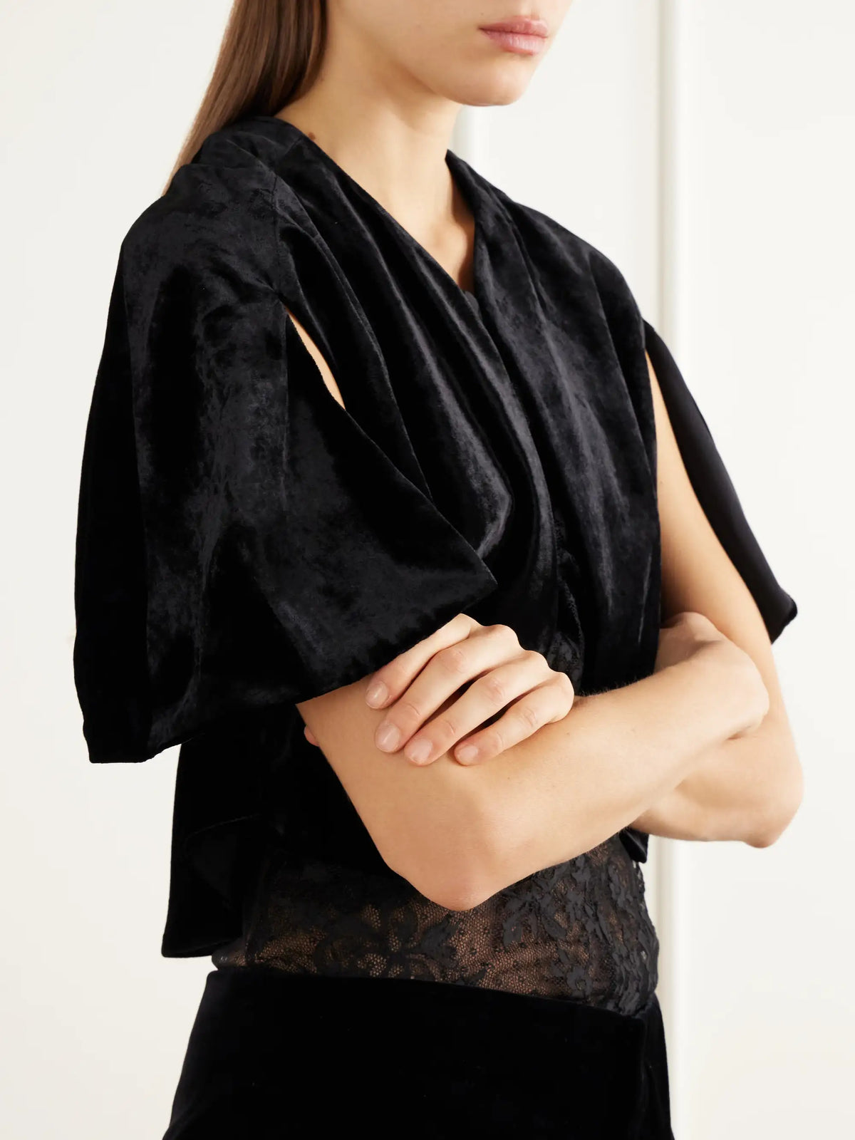 Sharon Wauchob Simone Cropped Crushed-velvet Jacket