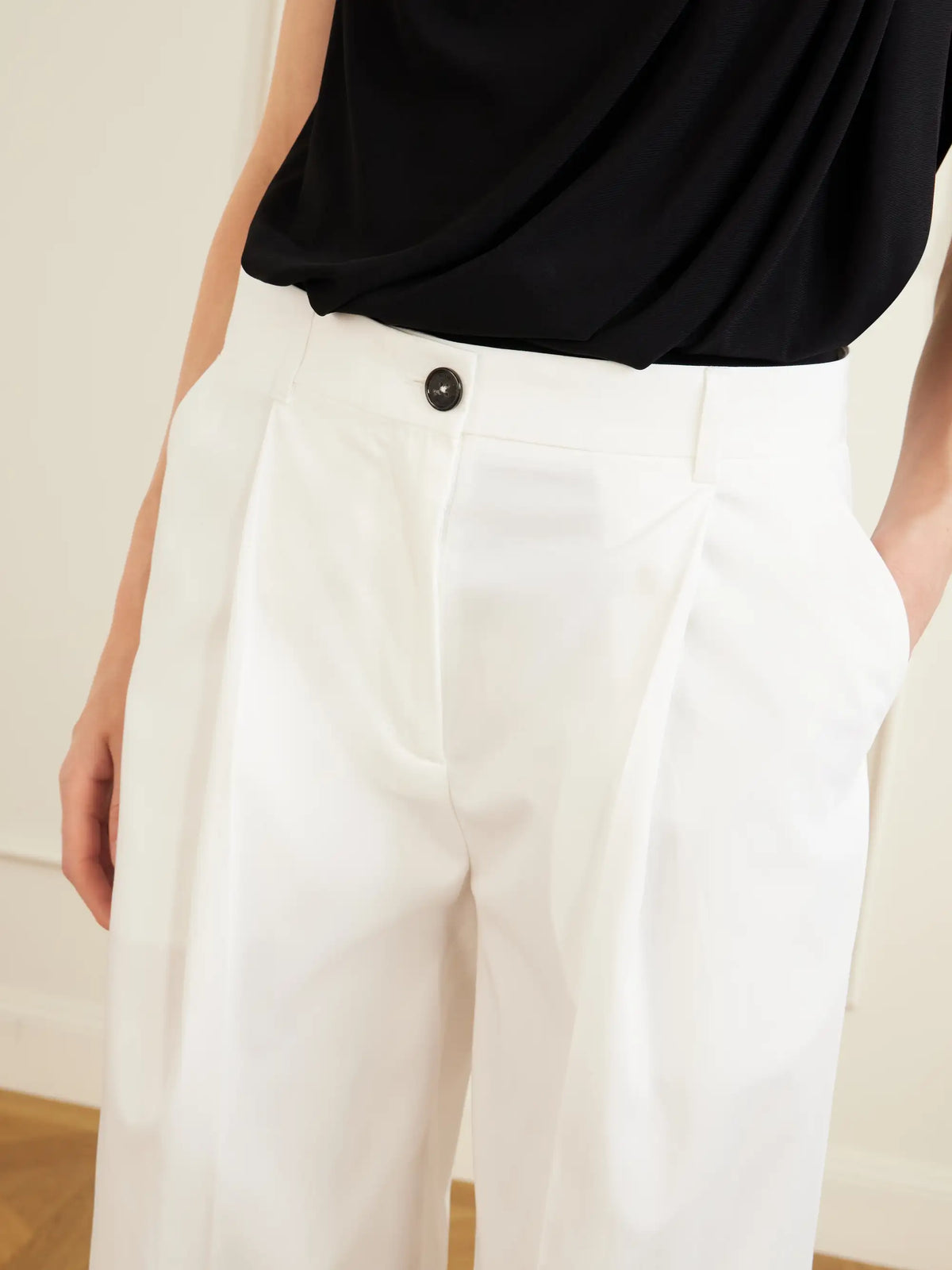 TOTEME Pleated Cotton Wide-leg Trousers