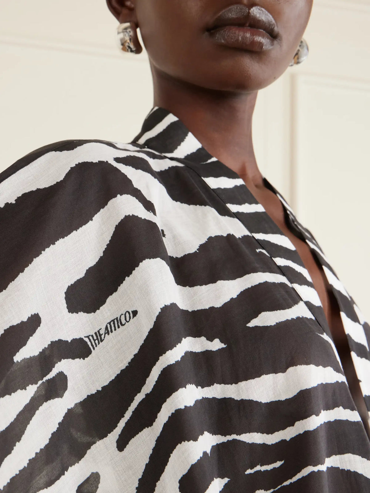 Zebra-print Cotton Kaftan