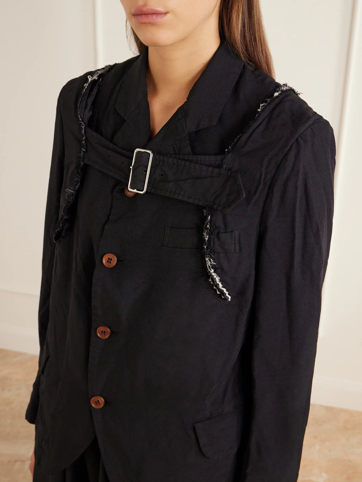 Comme des Garçons Comme des Garçons Buckled Deconstructed Canvas Blazer