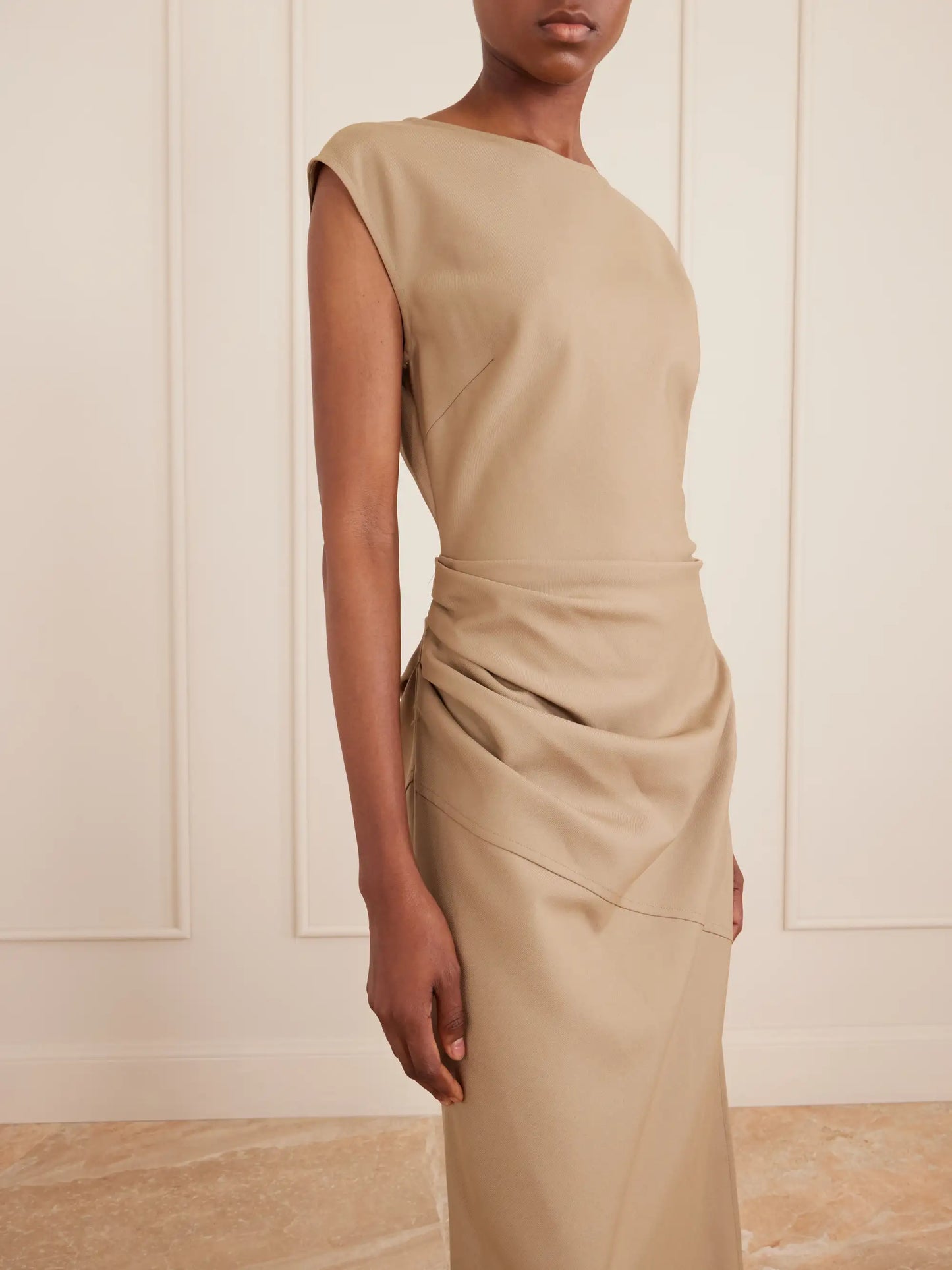 Katia Gathered Gabardine Midi Dress