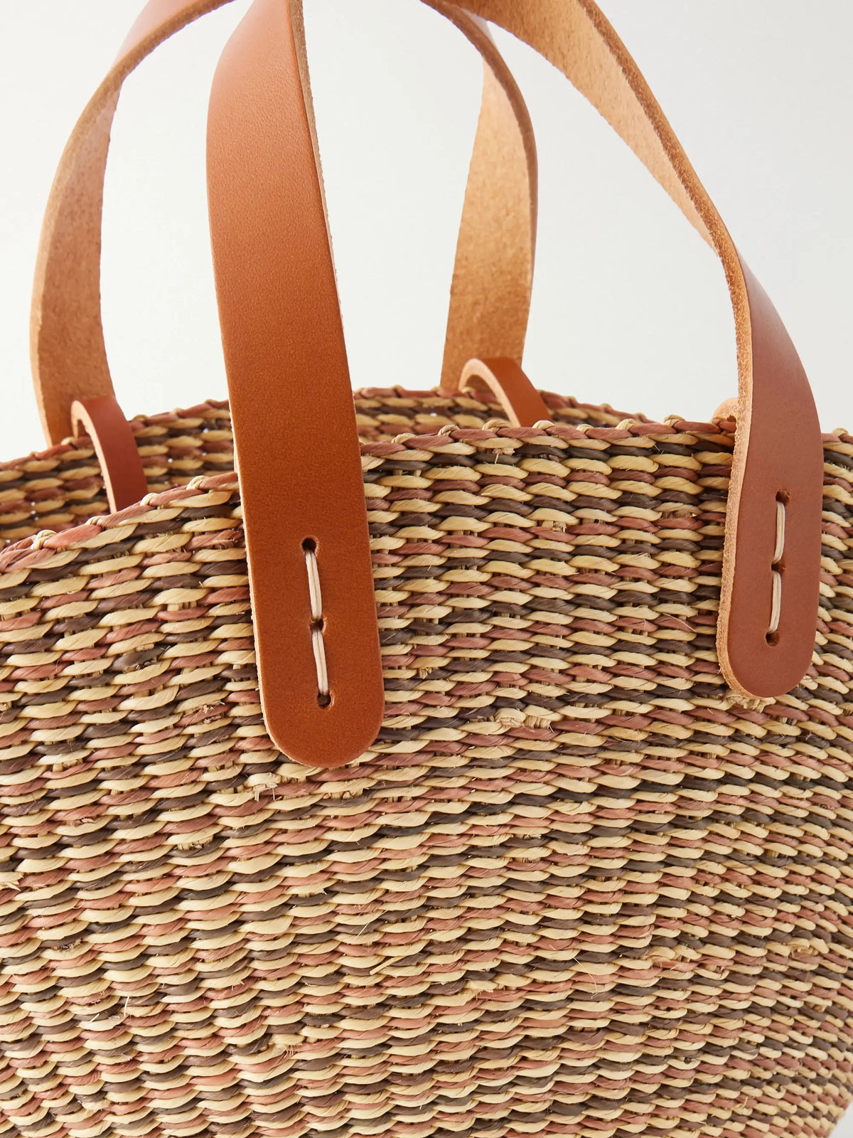 Sophia Mini Leather-trimmed Raffia Tote