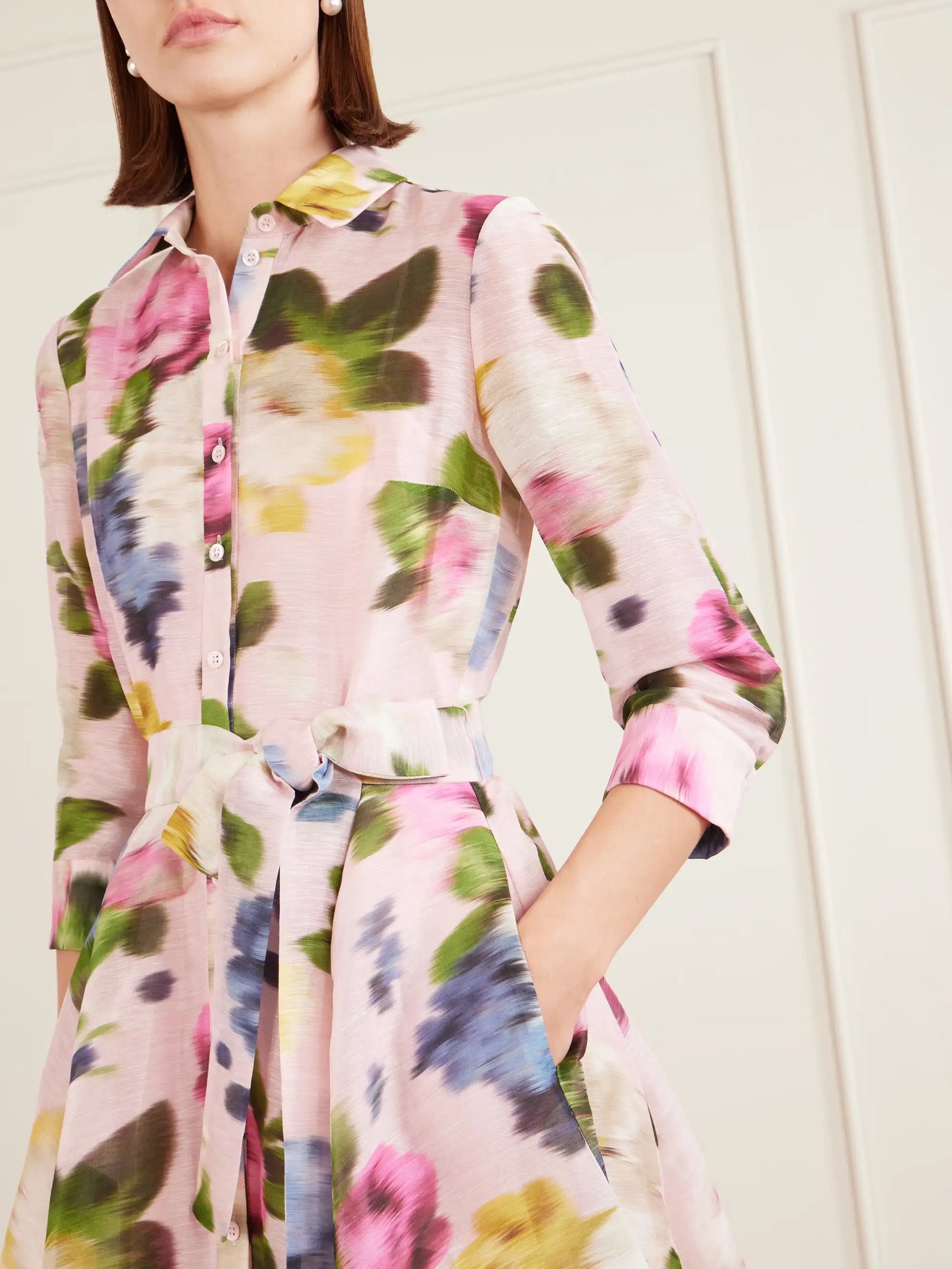 Floral-print Linen And Silk-blend Gown