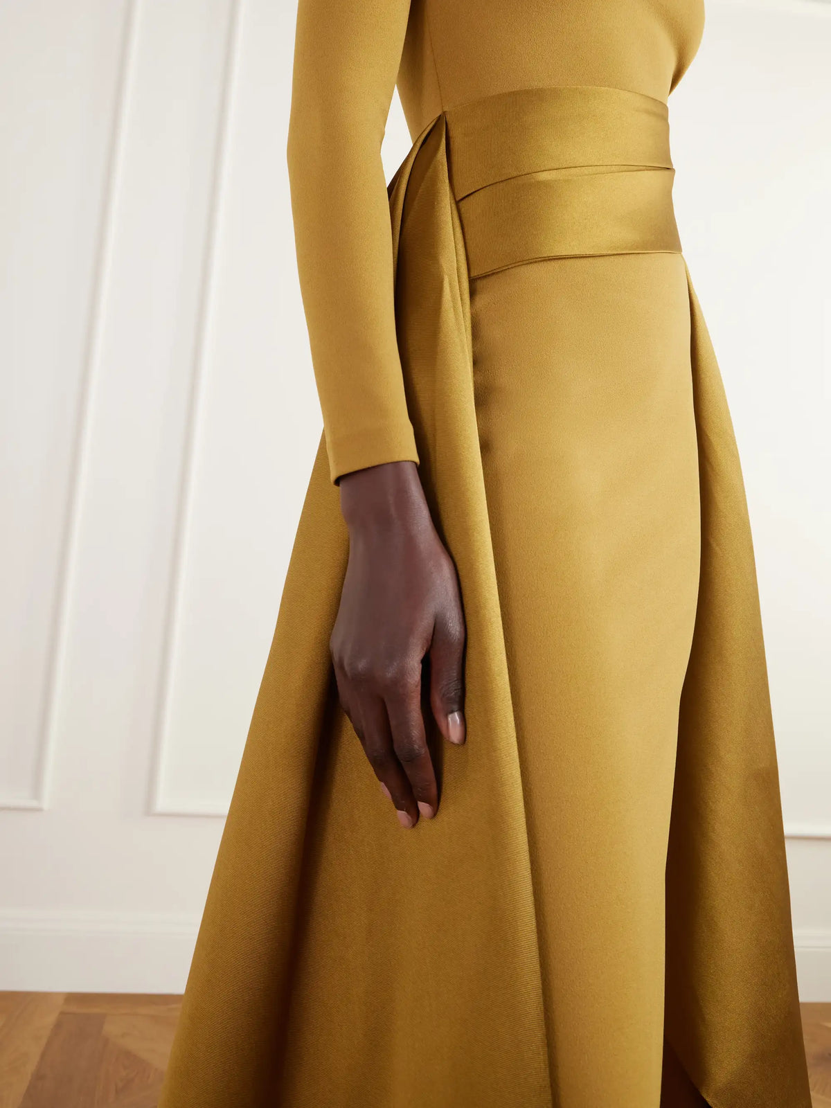Solace London Olivia Draped Crepe And Satin-twill Gown