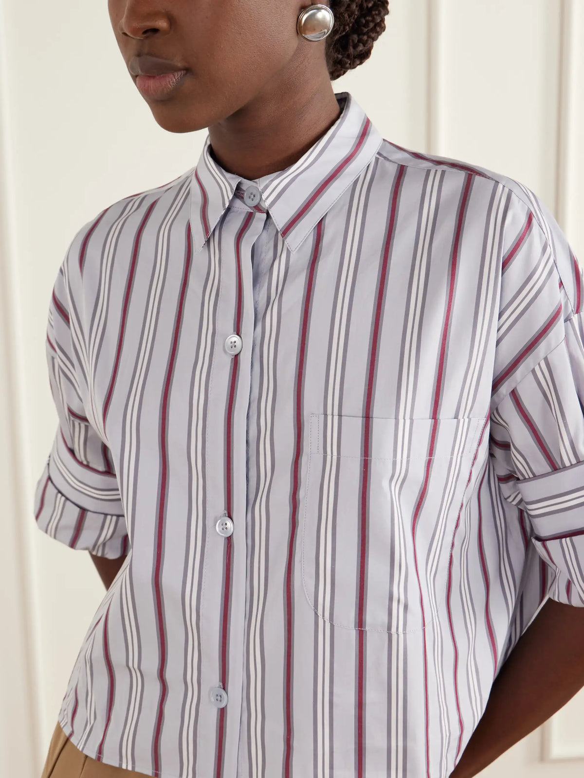 TWP Next Ex Cropped Striped Cotton-poplin Shirt