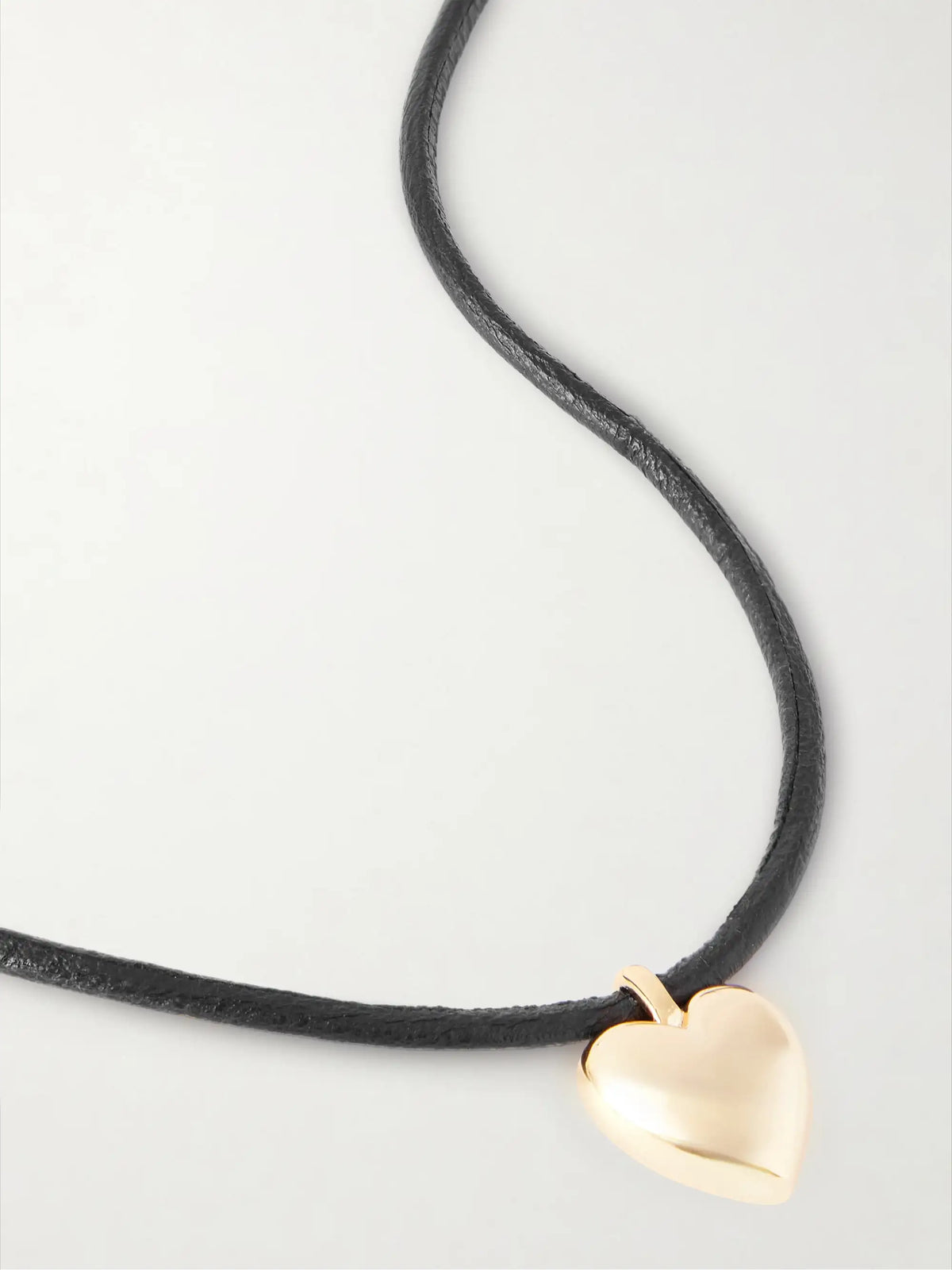 Puffy Heart Gold-plated And Leather Choker