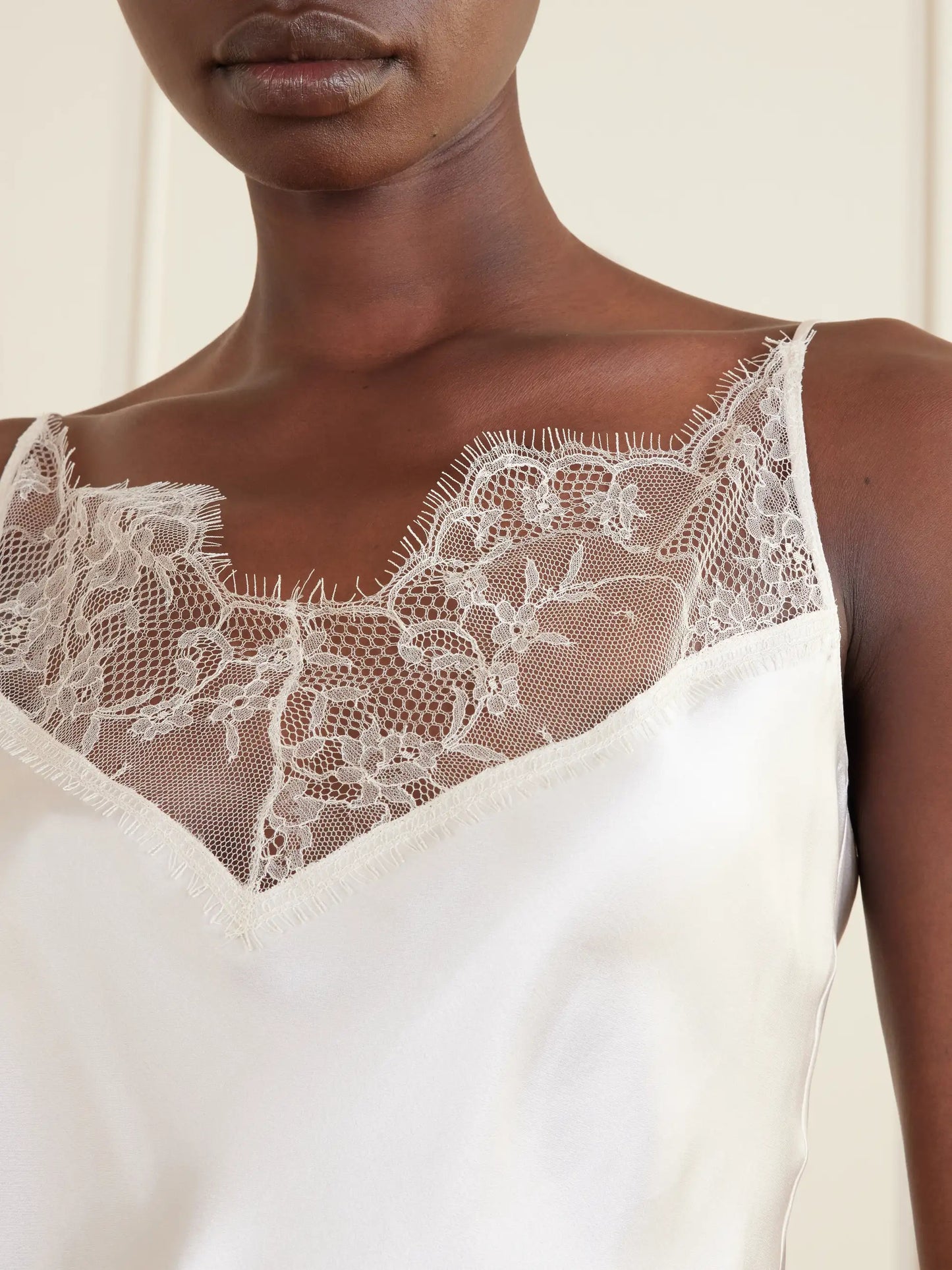 Lace-trimmed Silk-satin Camisole