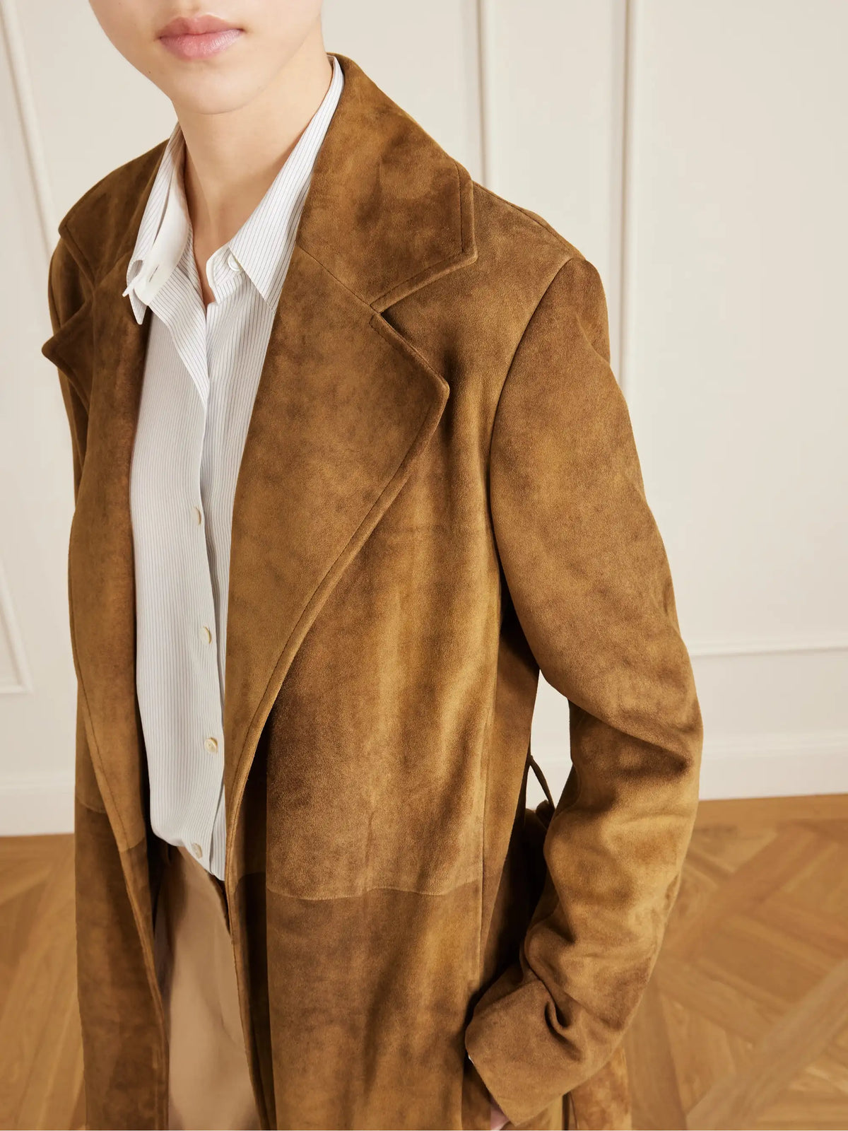 Raisa Belted Suede Trench Coat