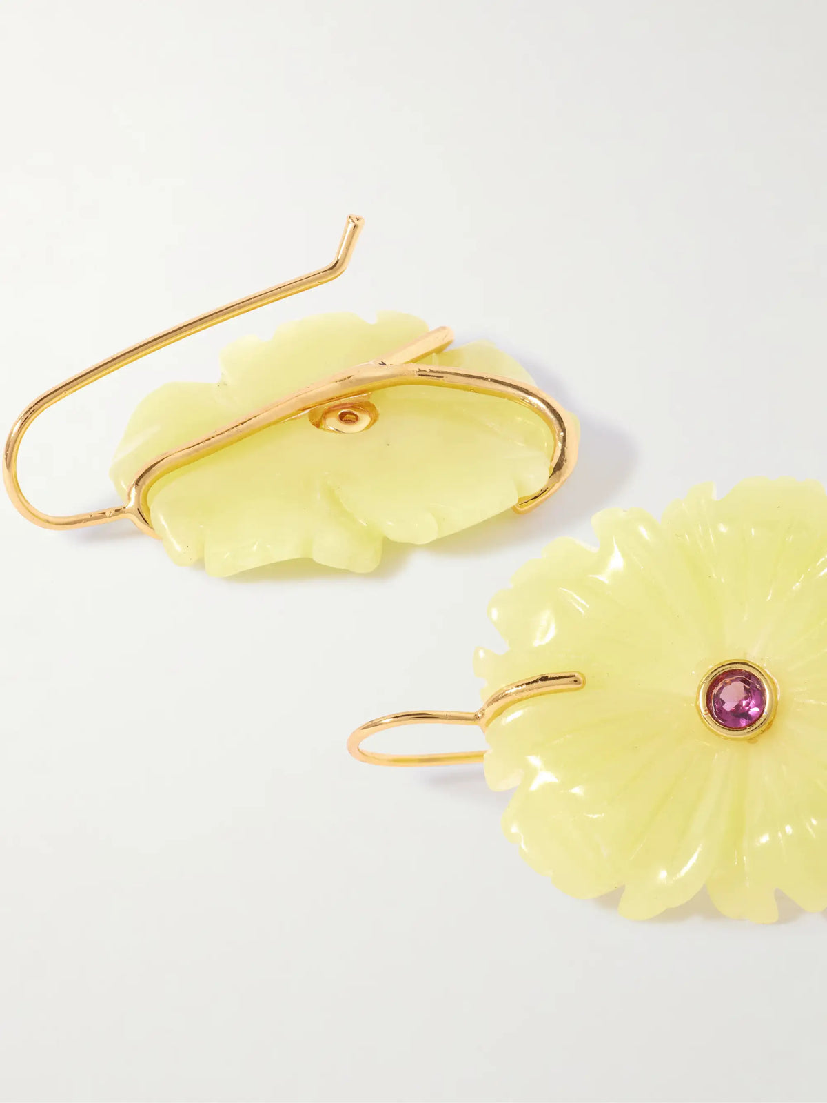 New Bloom Gold-plated, Jade And Rhodolite Earrings