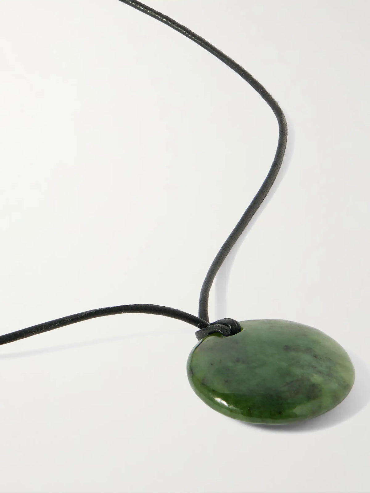 Small Full Moon Cord, Jade And Silver Necklace