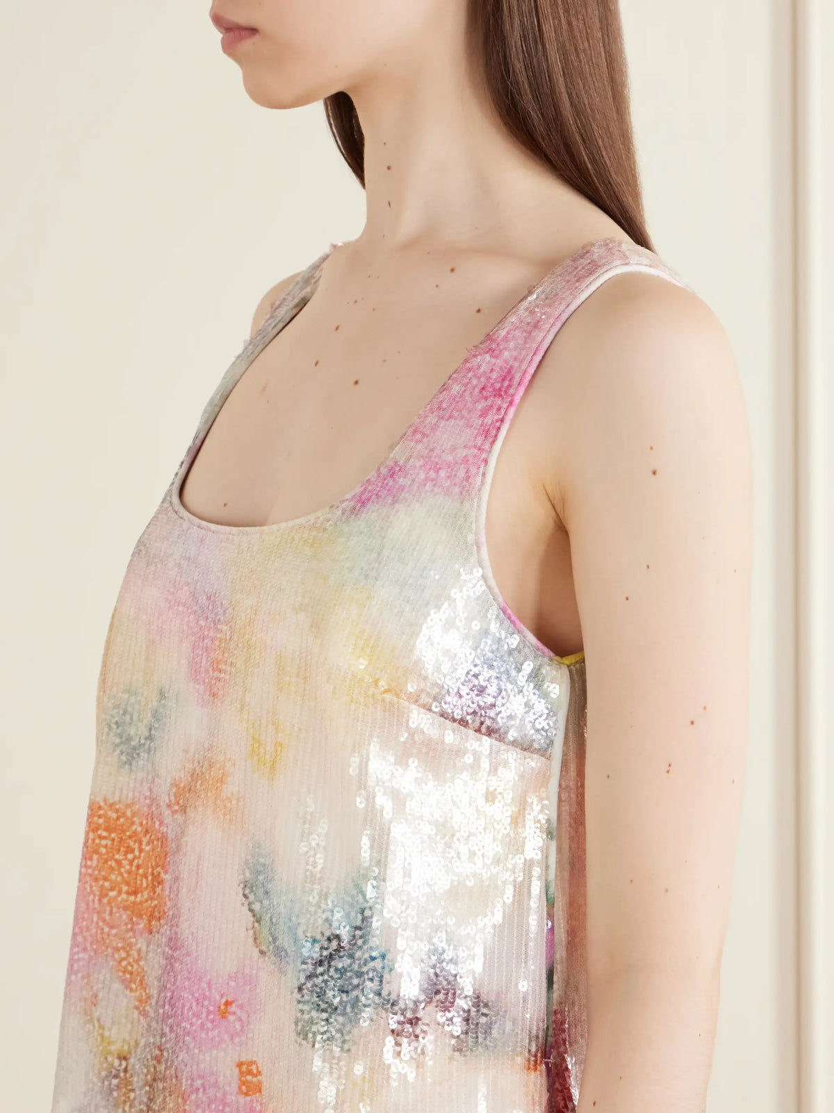 Aje Dahlia Floral-print Sequined Mesh Mini Dress