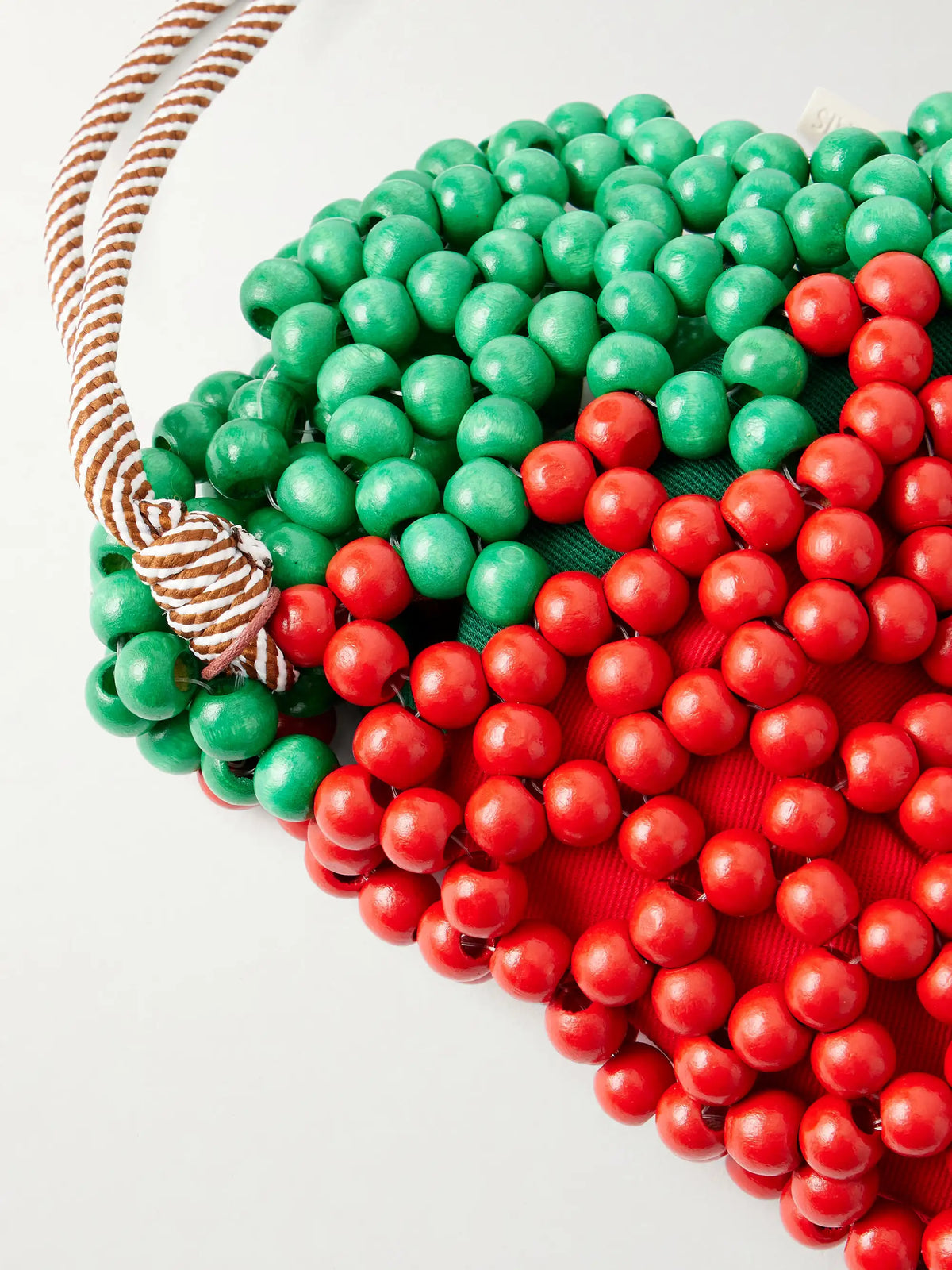 Strawberry Beaded Wood Shoulder Bag