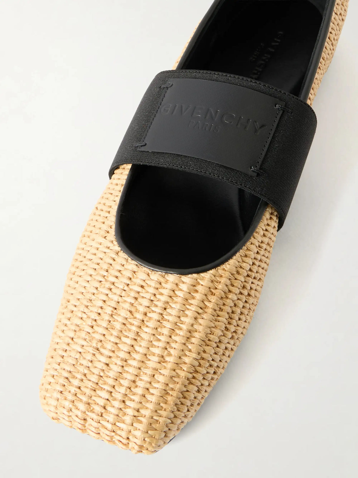 Logo-appliquéd Raffia Ballerina Flats