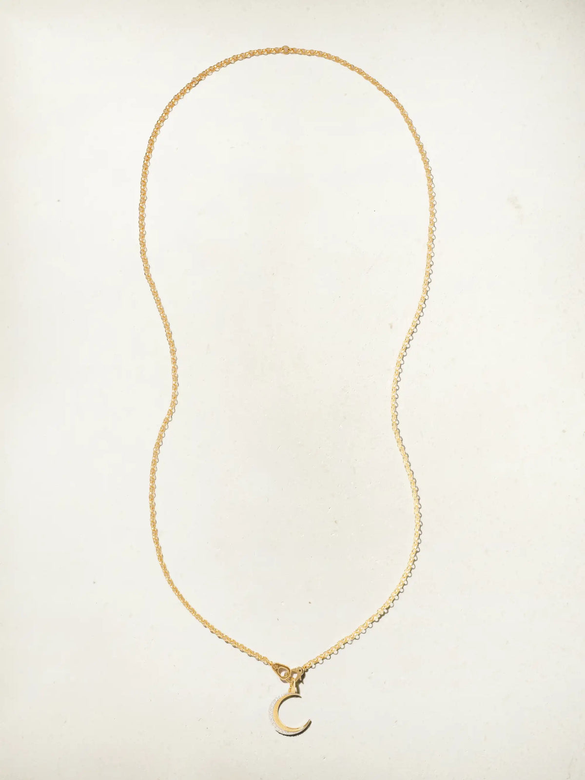 Medium Belcher Sister Hook Crescent 18-karat Gold Diamond Necklace