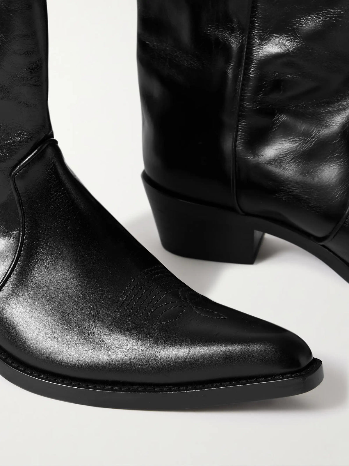 Clive Embroidered Leather Ankle Boots