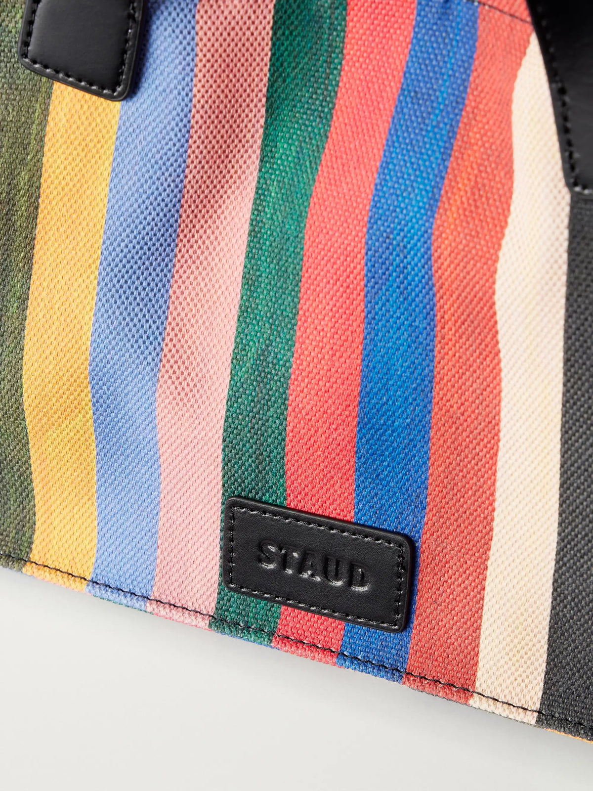 Port Logo-embossed Leather-trimmed Striped Canvas Tote
