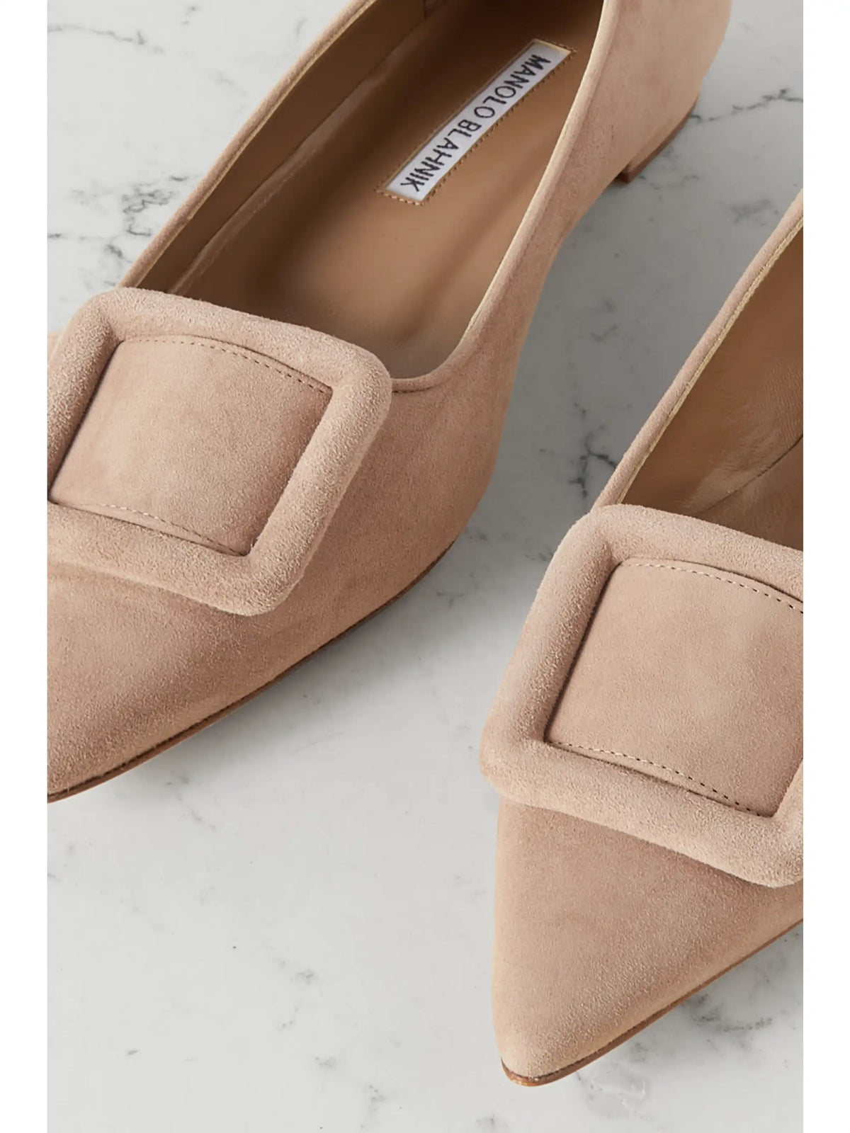 Maysale Buckled Suede Point-toe Flats