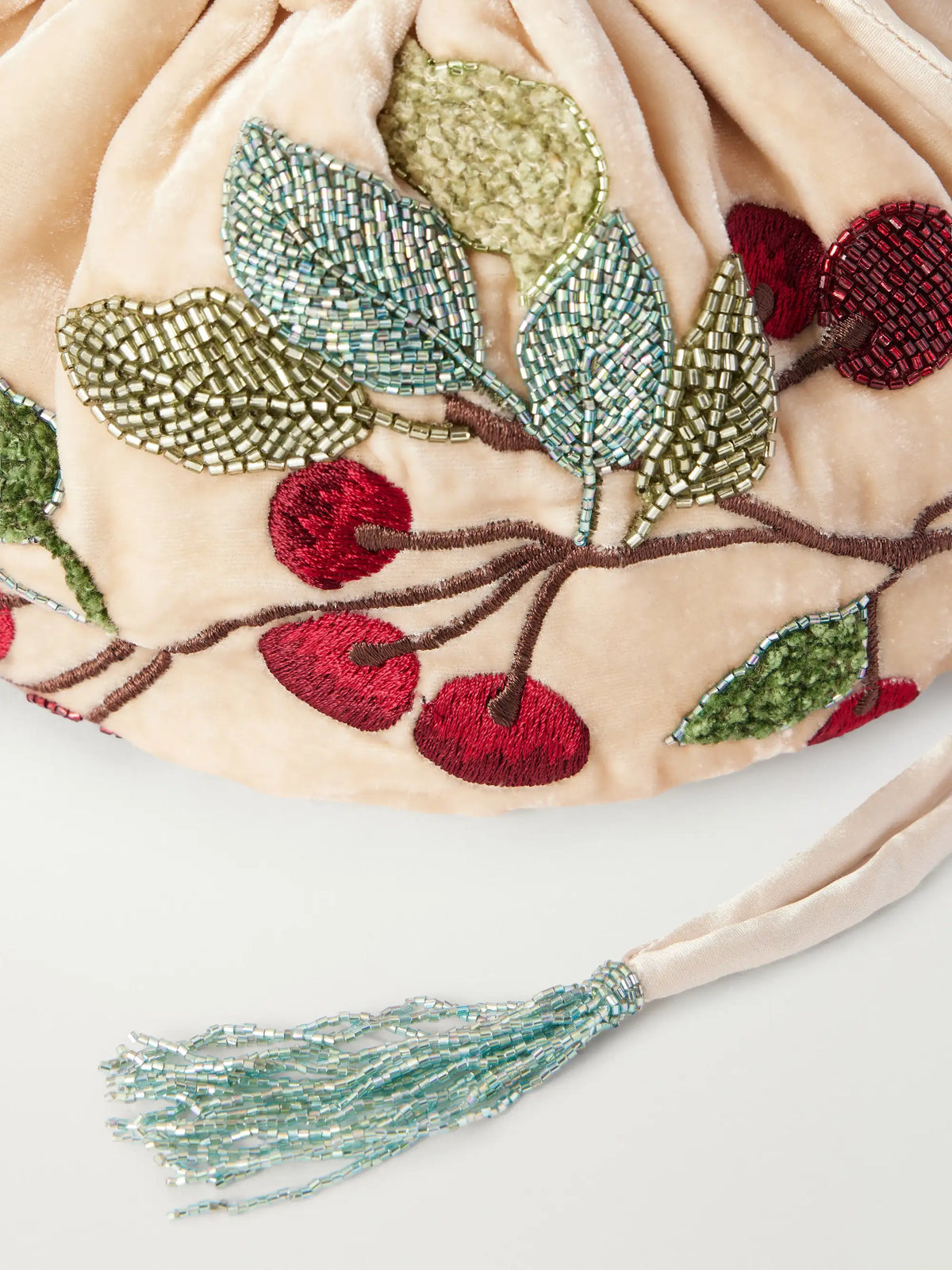 BERNADETTE Round Bag Bead-embellished Embroidered Lace-trimmed Velvet Clutch