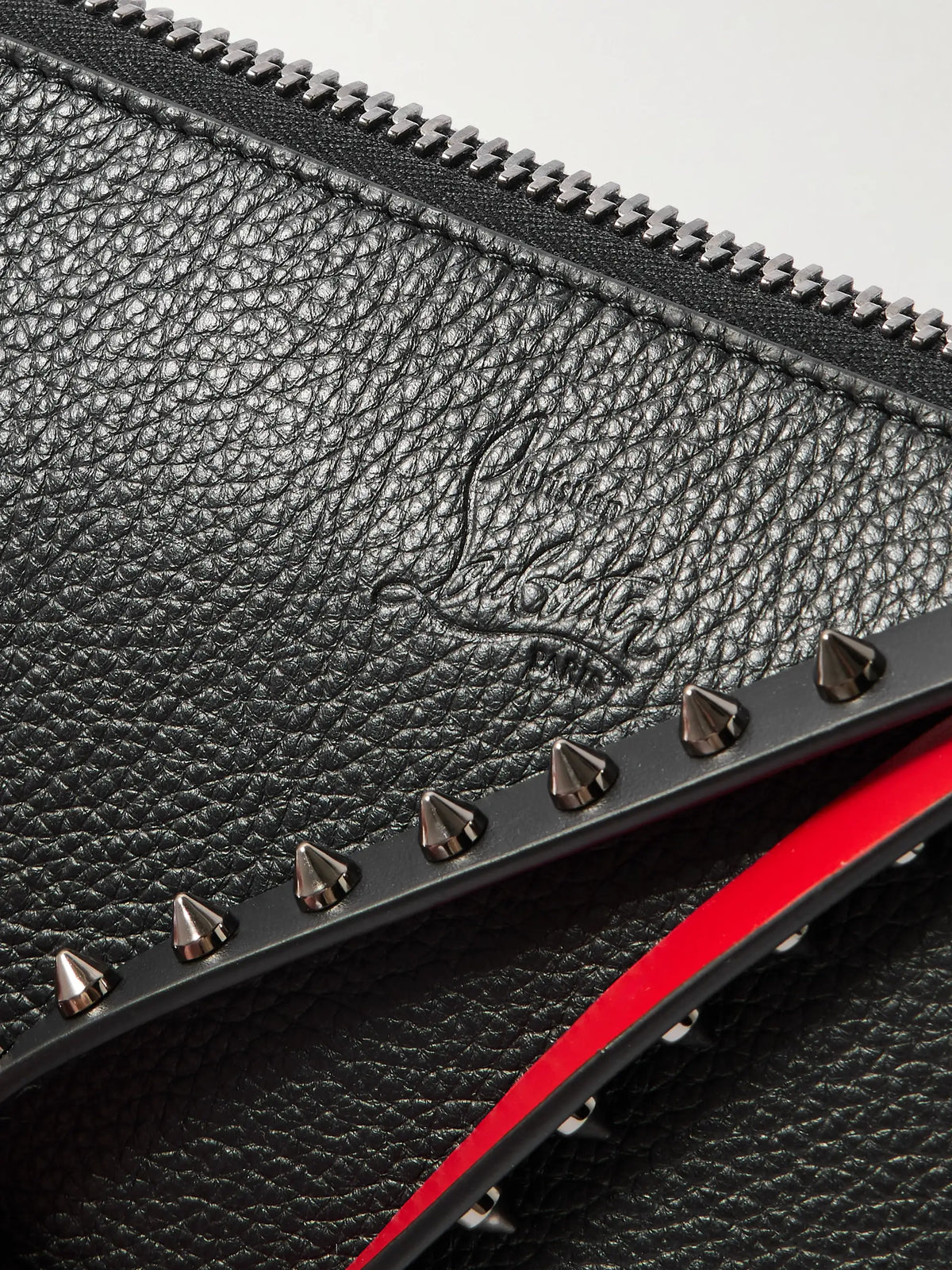 Cabata Studded Textured-leather Clutch