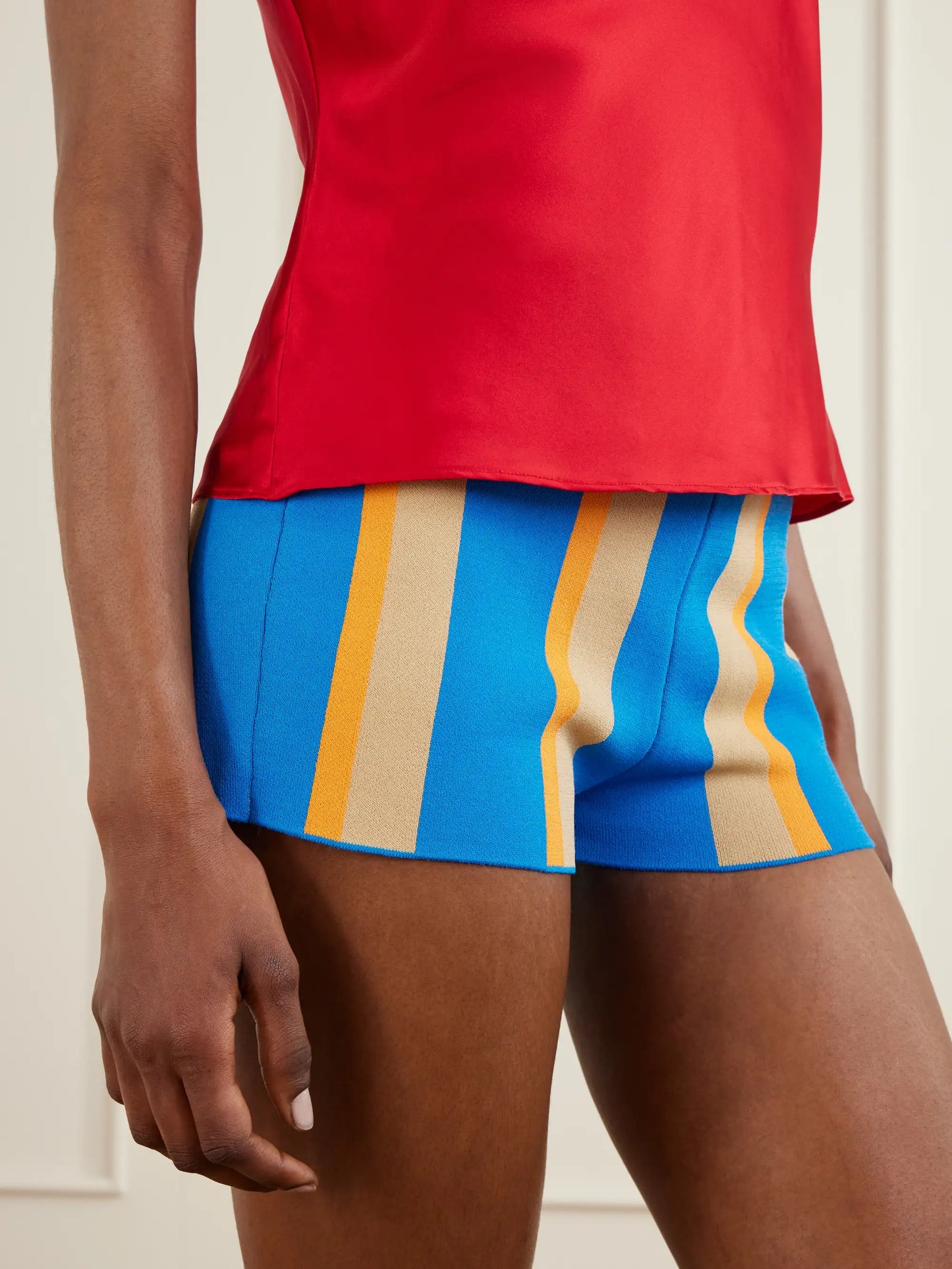 + Da Adolfo Mare Striped-printed Cotton-jersey Shorts