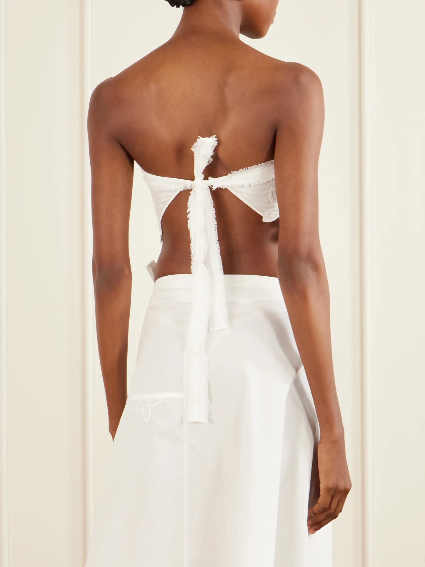 Klara Cropped Broderie-anglaise-trimmed Cotton-poplin Top