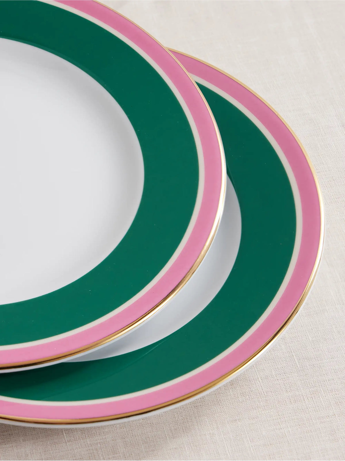 Set Of Two 26cm Printed Gold-plated Porcelain Dessert Plates