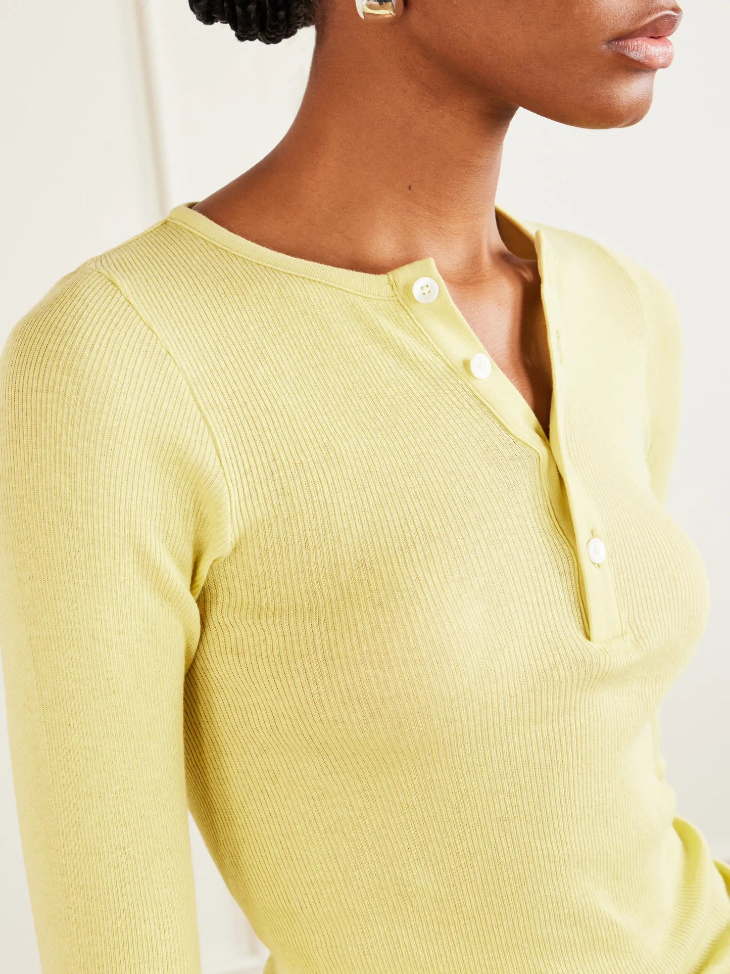 Ribbed-knit Cotton T-shirt