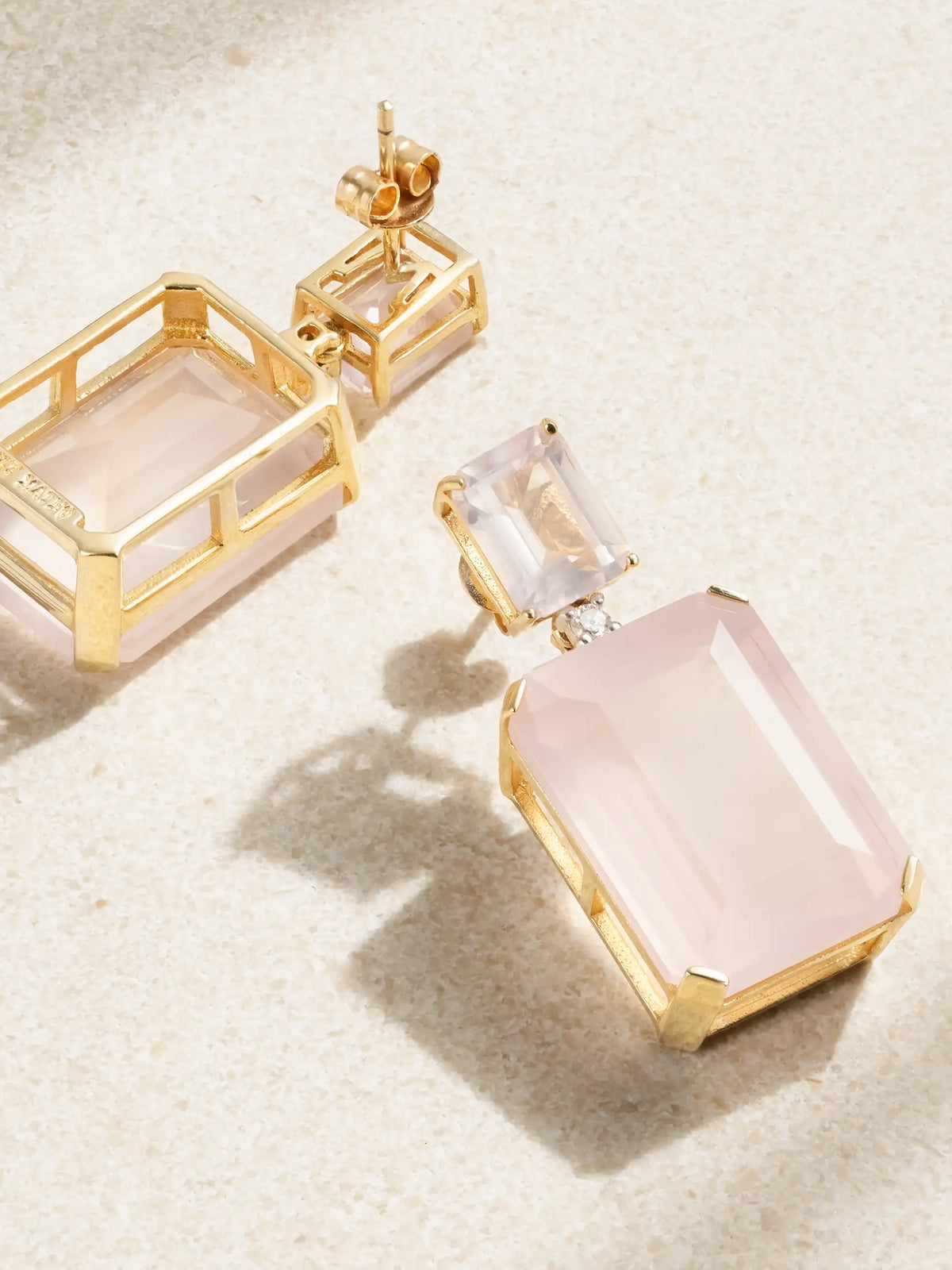 14-karat Gold Rose Quartz And Diamond Earrings