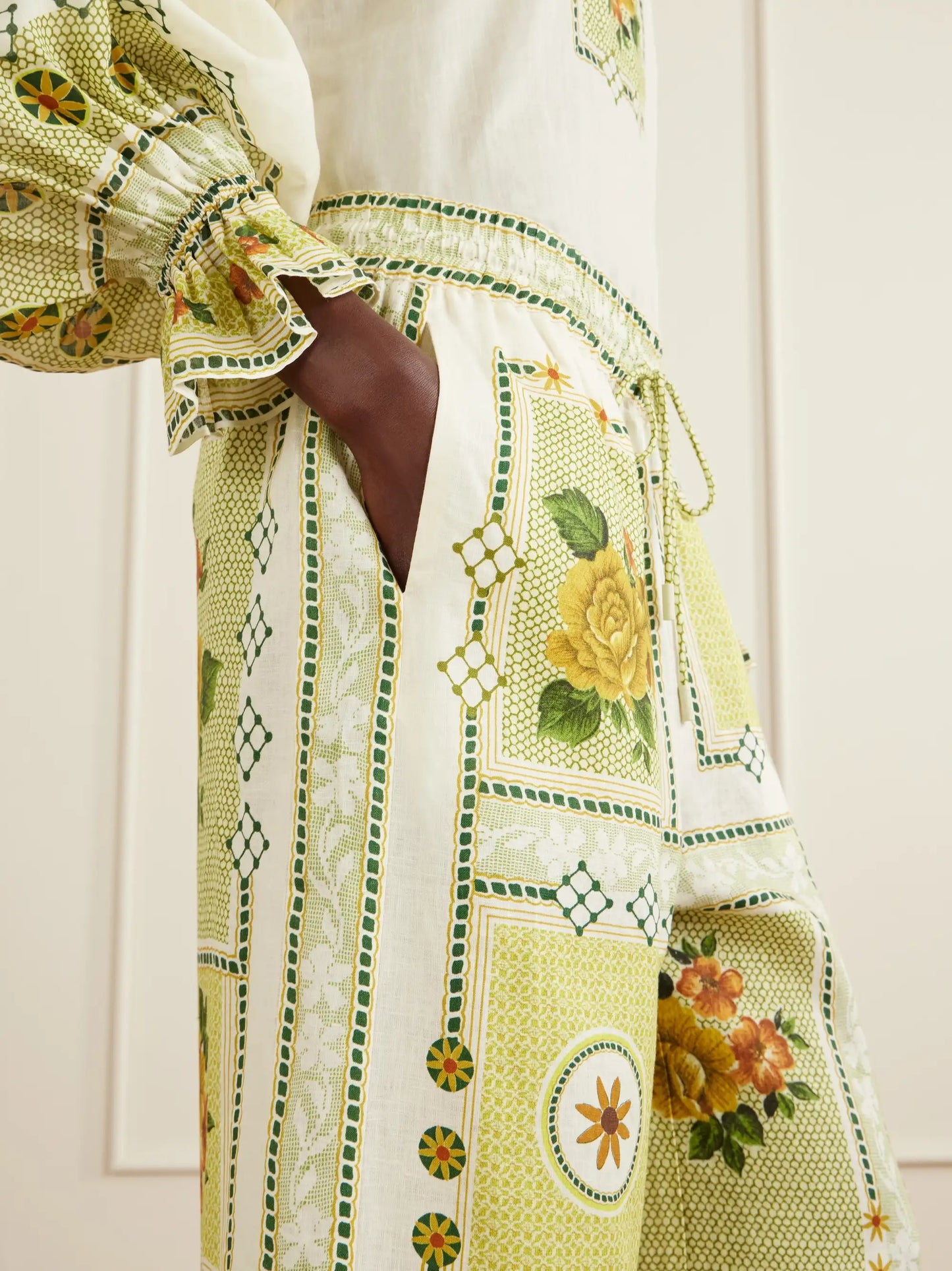 Dixie Knotted Floral-print Linen Pants